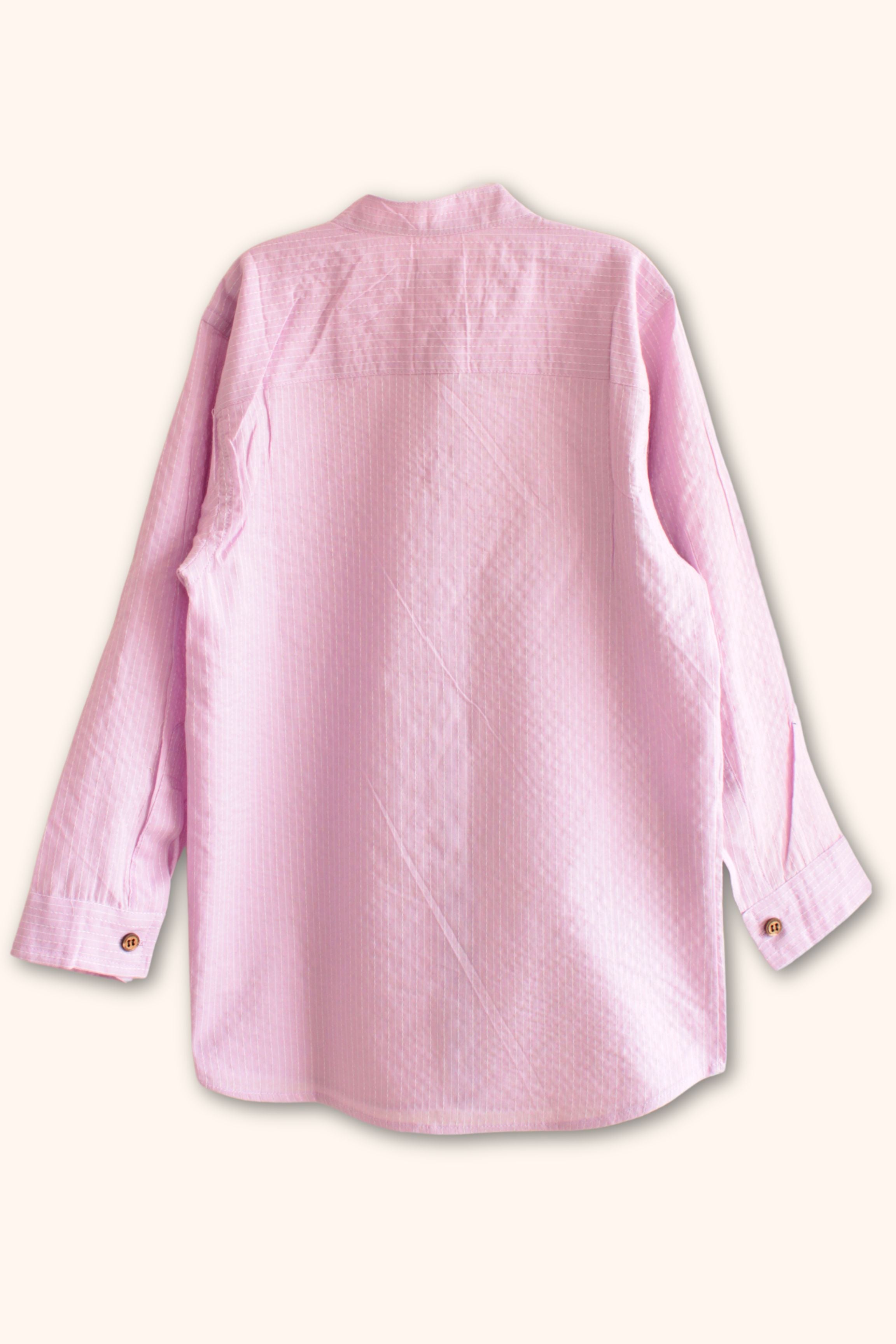 Boys Pure Cotton Shirt - Yellow/Mauve