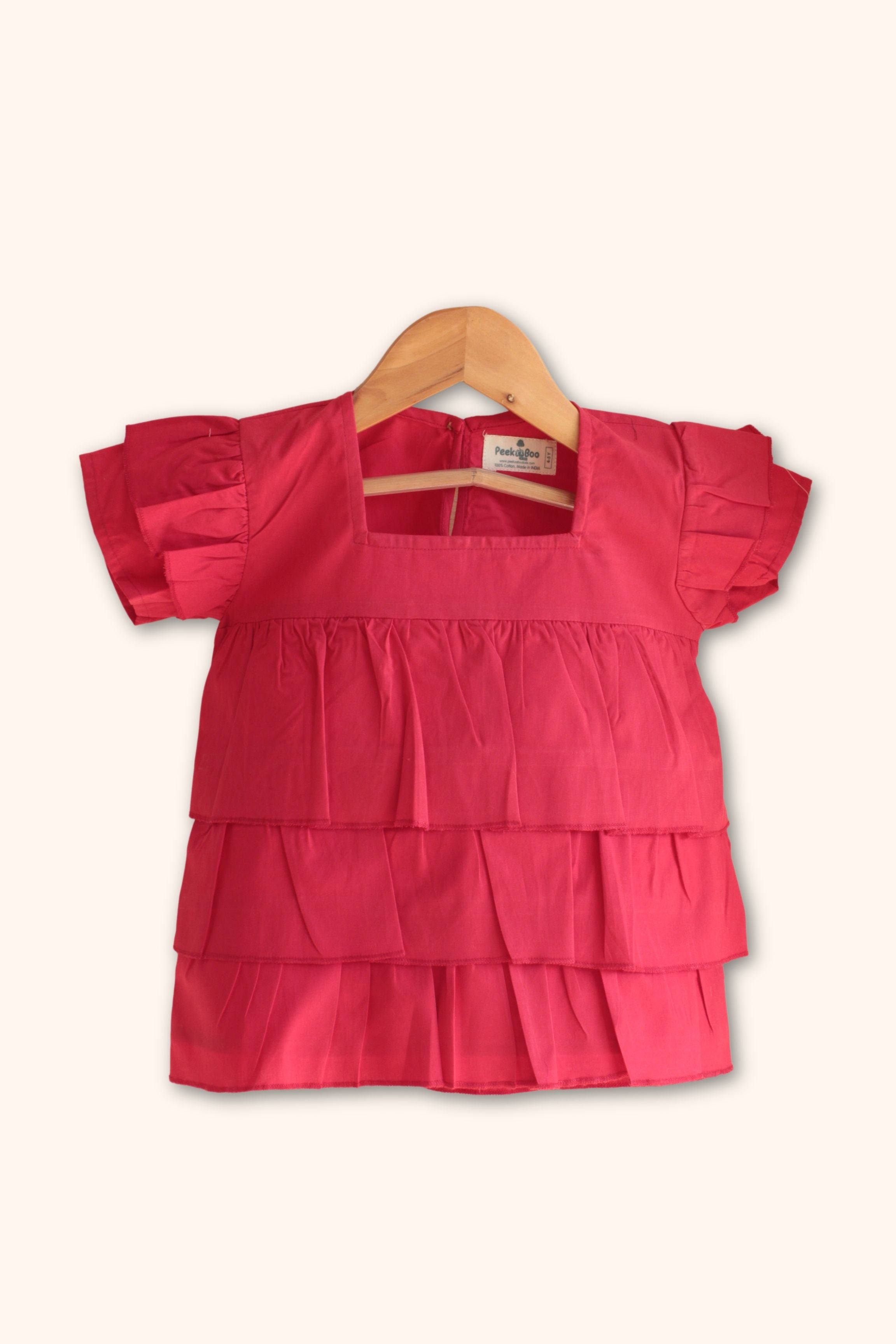 Girls Ikigai Pure Cotton Clothing Set - Red / Black
