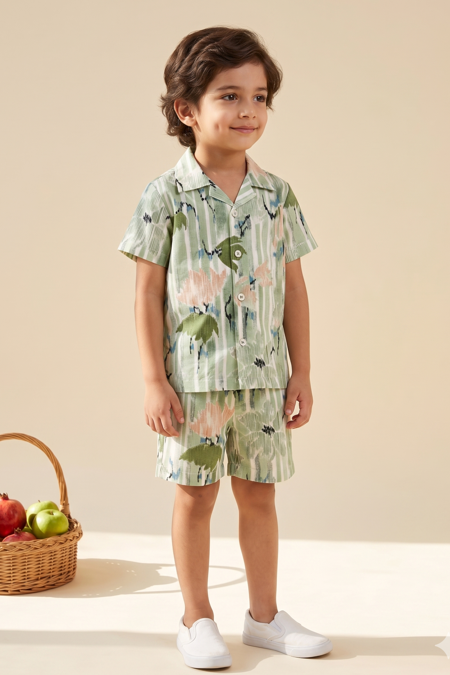 Boys Sunshine Pure Cotton Printed Clothing Set - Green