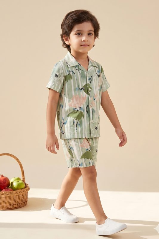 Boys Sunshine Pure Cotton Printed Clothing Set - Green