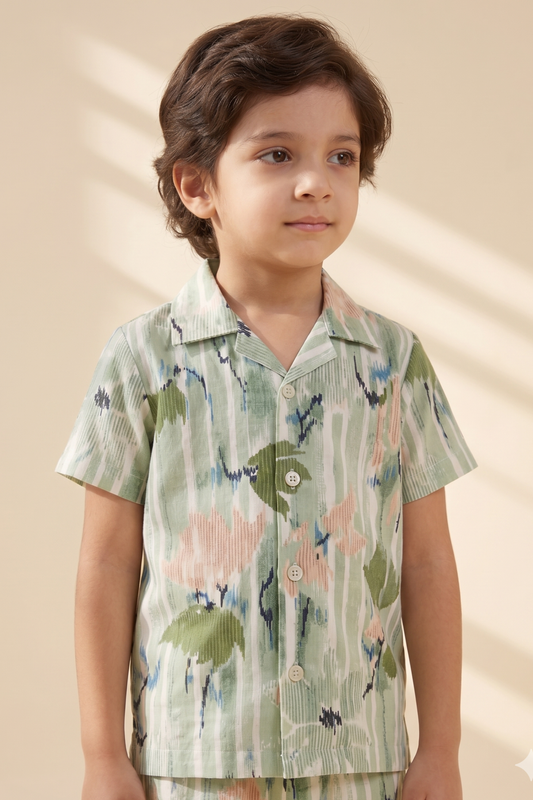 Boys Sunshine Pure Cotton Printed Clothing Set - Green