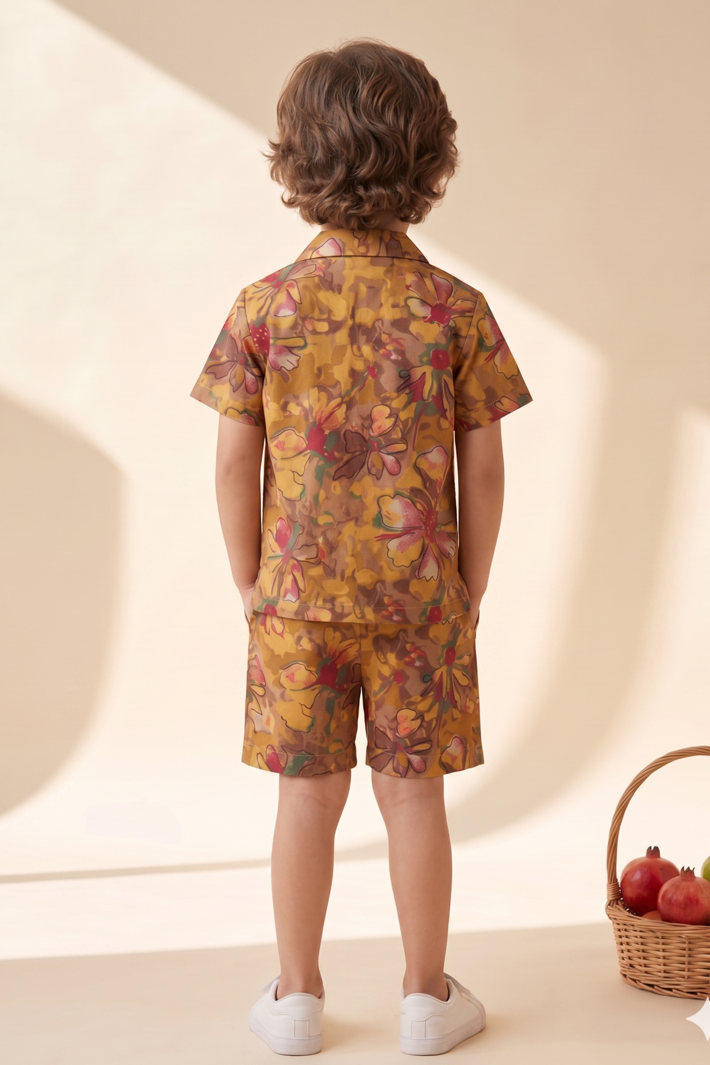 Boys Sunshine Pure Cotton Printed Clothing Set - Mustard