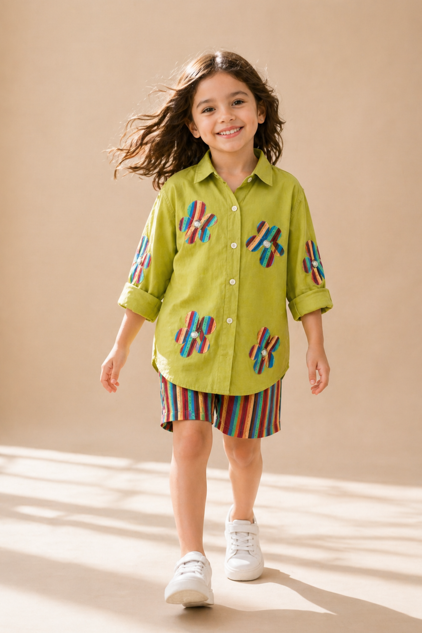 Girls Miro Pure Cotton clothing set - Green & Multi