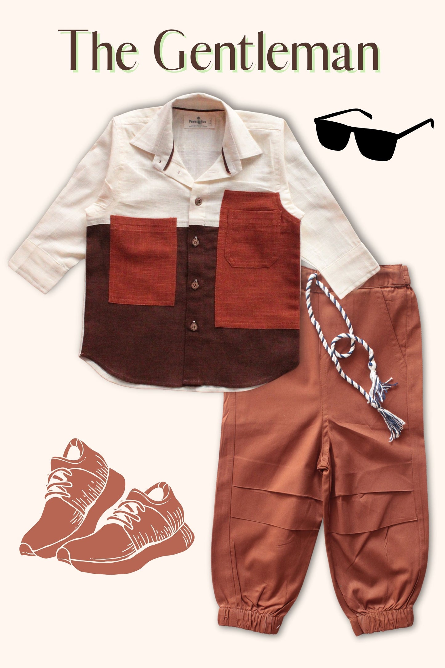 Boys Gentleman Pure Cotton Classic Clothing Set - Mauve / Brown