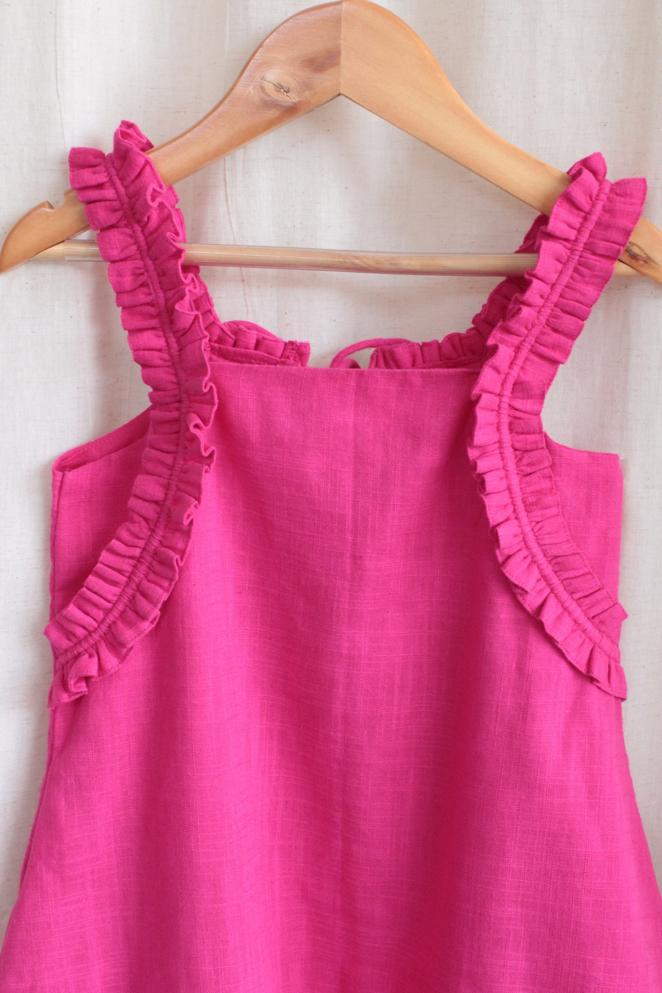 Girls Barbie Solid A-line gathered dress - Pink