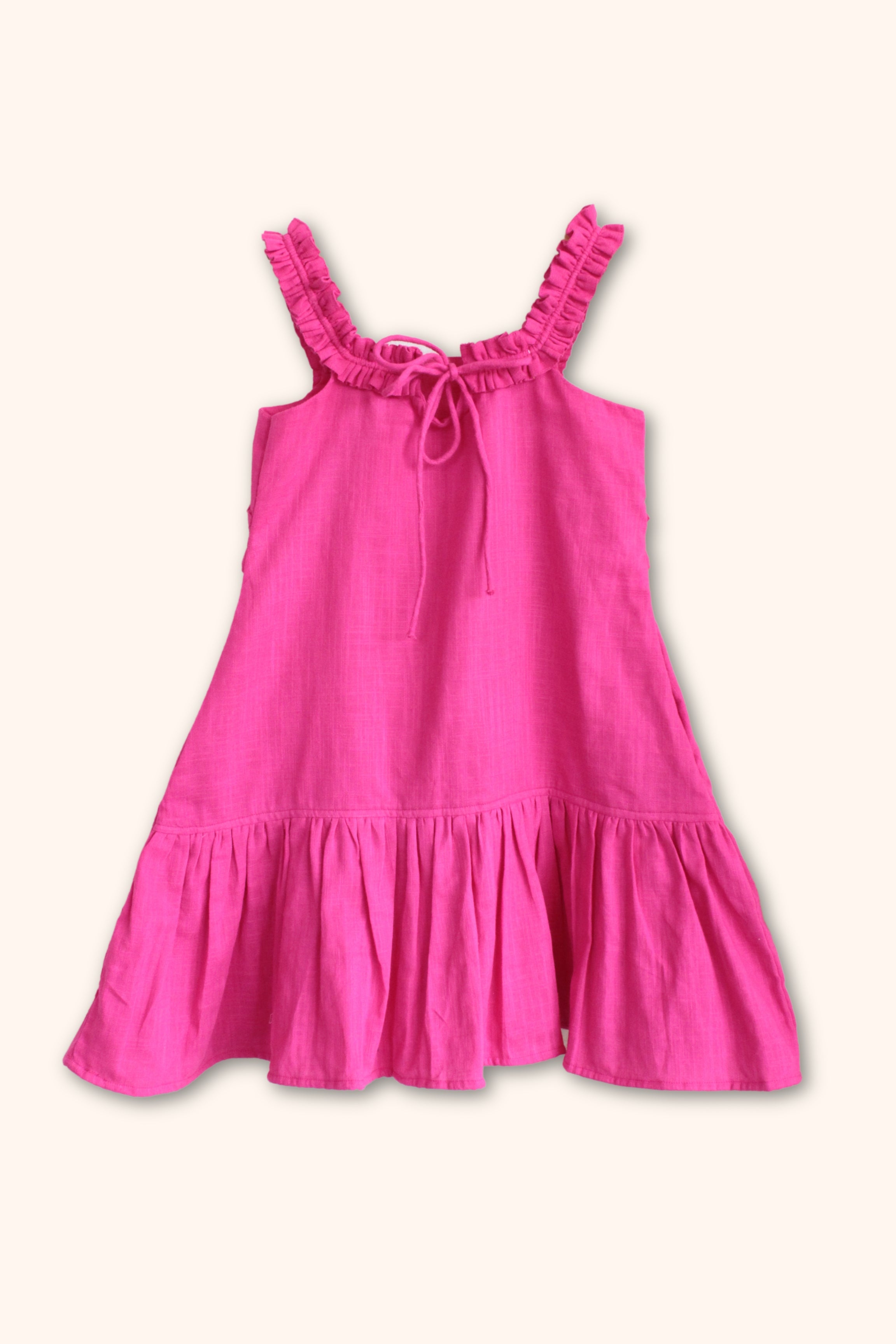 Girls Barbie Solid A-line gathered dress - Pink