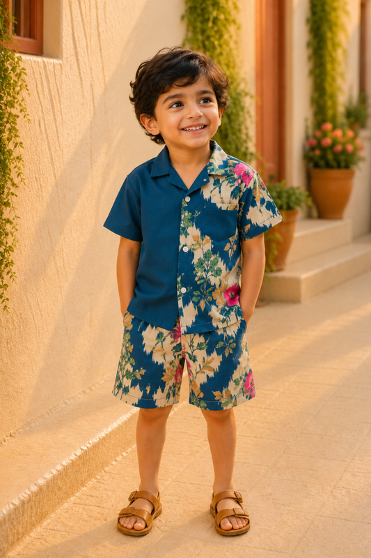 Boys Amazon Pure Cotton Clothing Set - Teal Blue