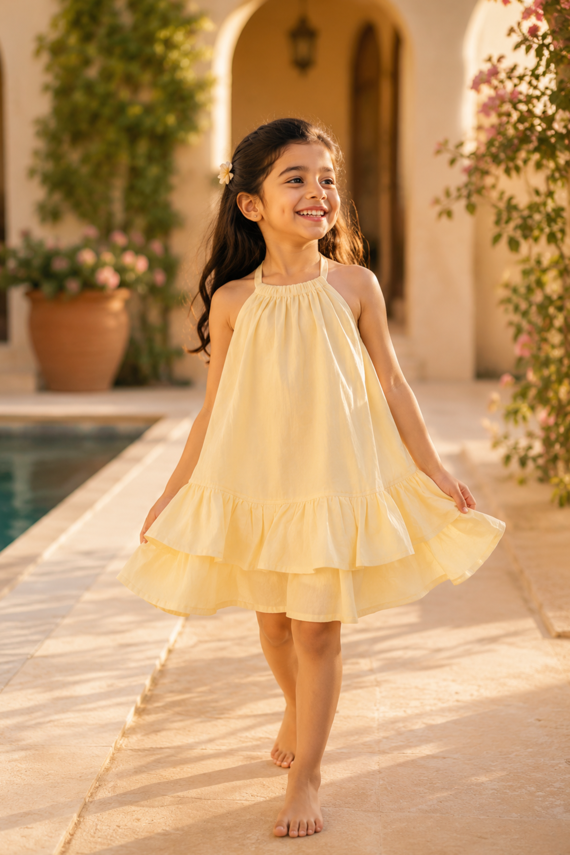 Buy Girls Summer Cotton Dress with Pintuck Detailing (Yellow) Online in India – Peekaaboo Kids