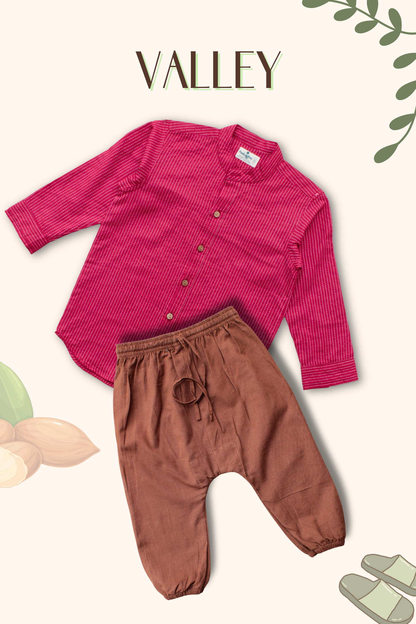 Boys Valley Pure Cotton Shirt With Miyani Pants Set - Green