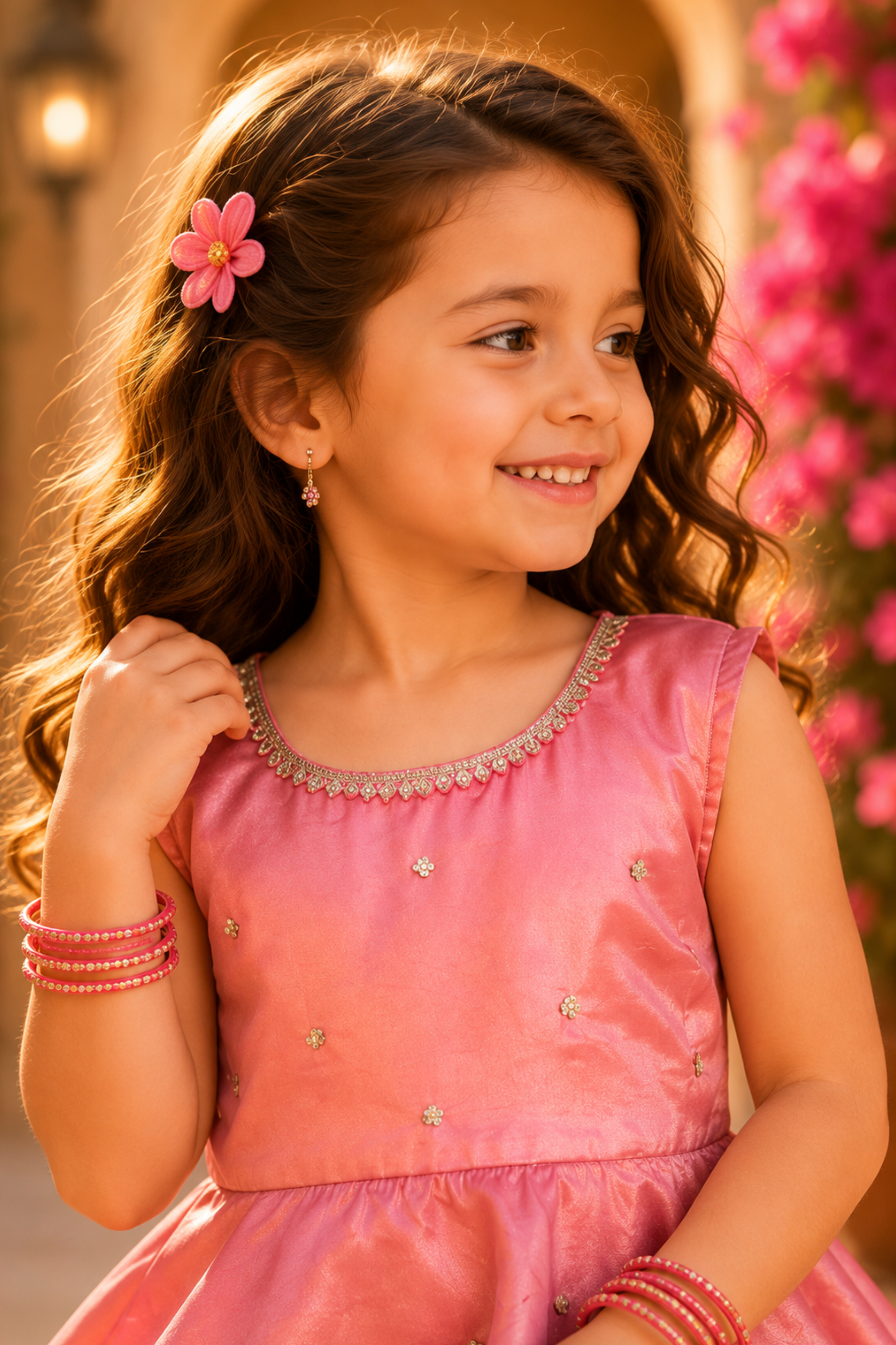 Girls Barsana peplum top and palazzo pant ethnic clothing set - Blush Pink