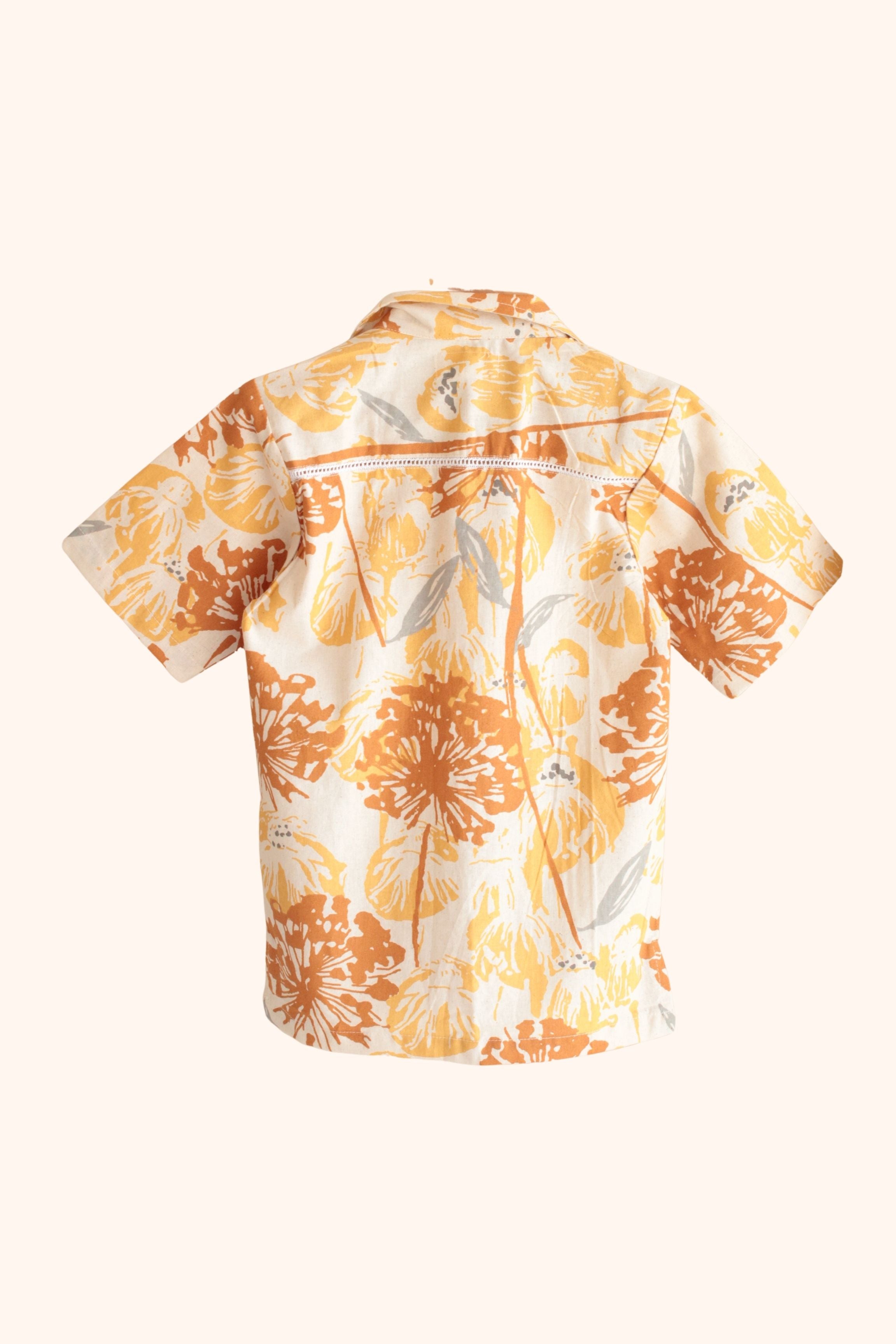 Boys Island Printed Shirt with loose fit pants - Brown