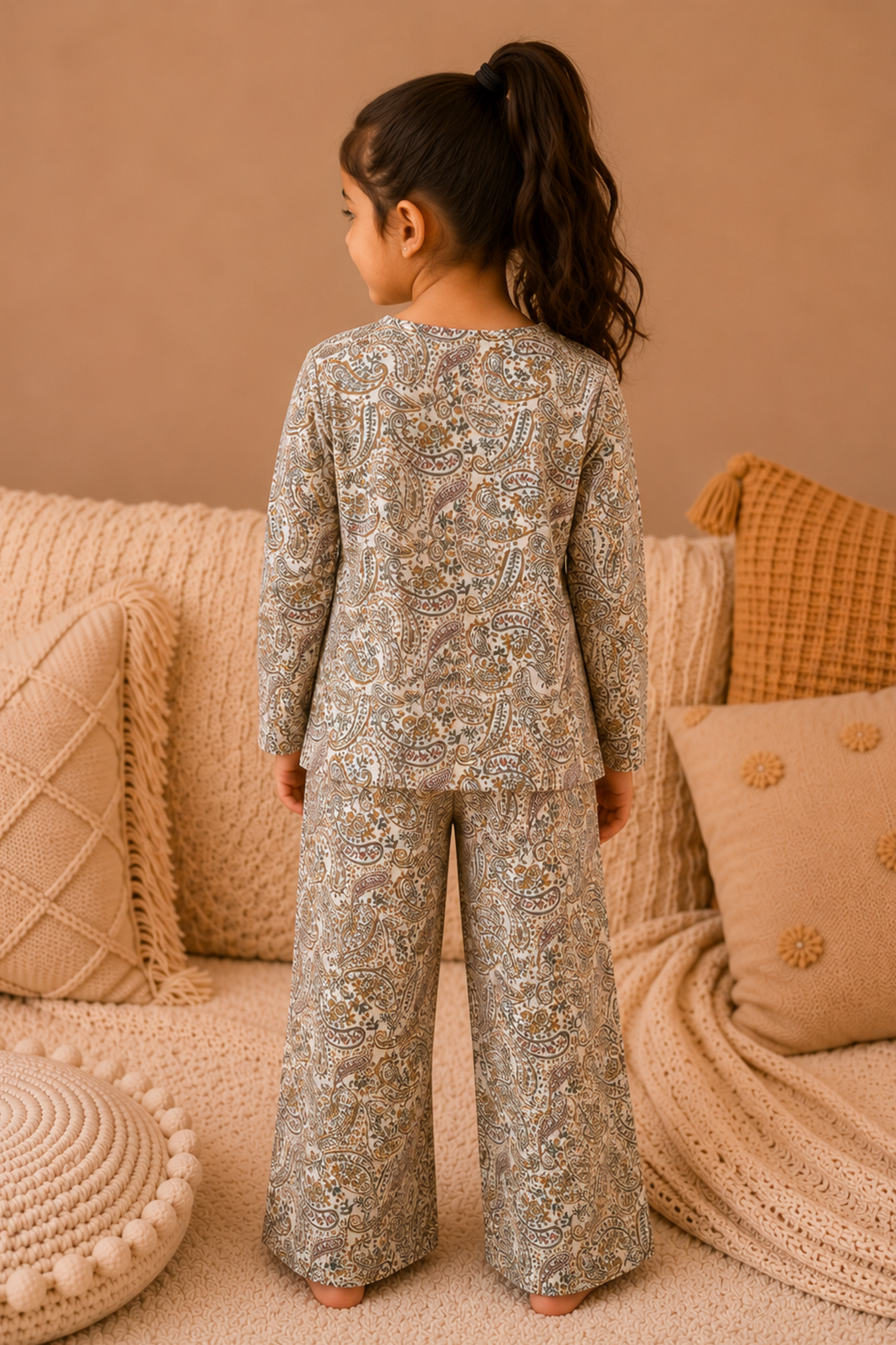 Girls Pure Soft Cotton Printed Night Suit - Green