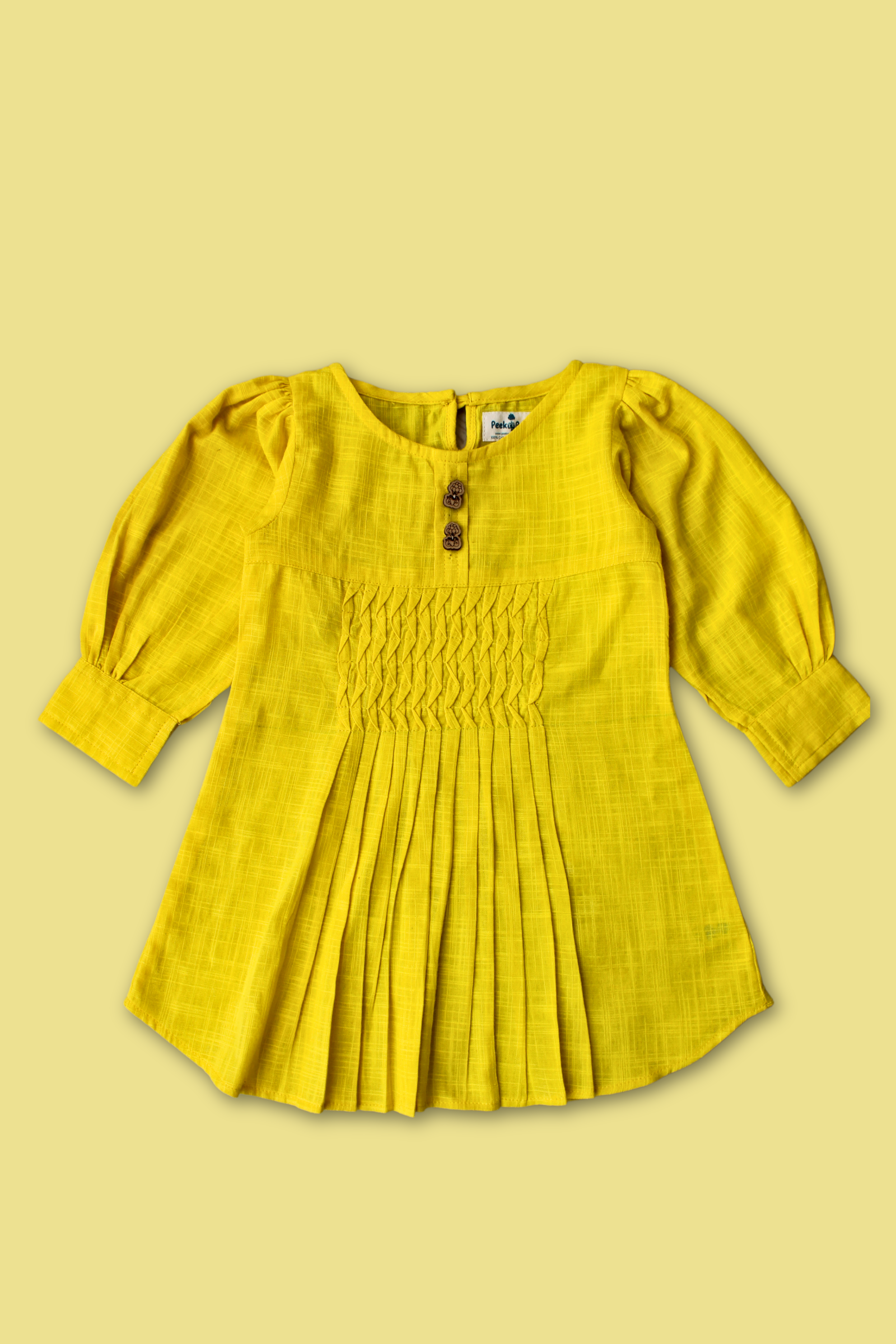 Buy Girls Summer Cotton Dress with Pintuck Detailing & Balloon Sleeves Online in India – Peekaaboo Kids