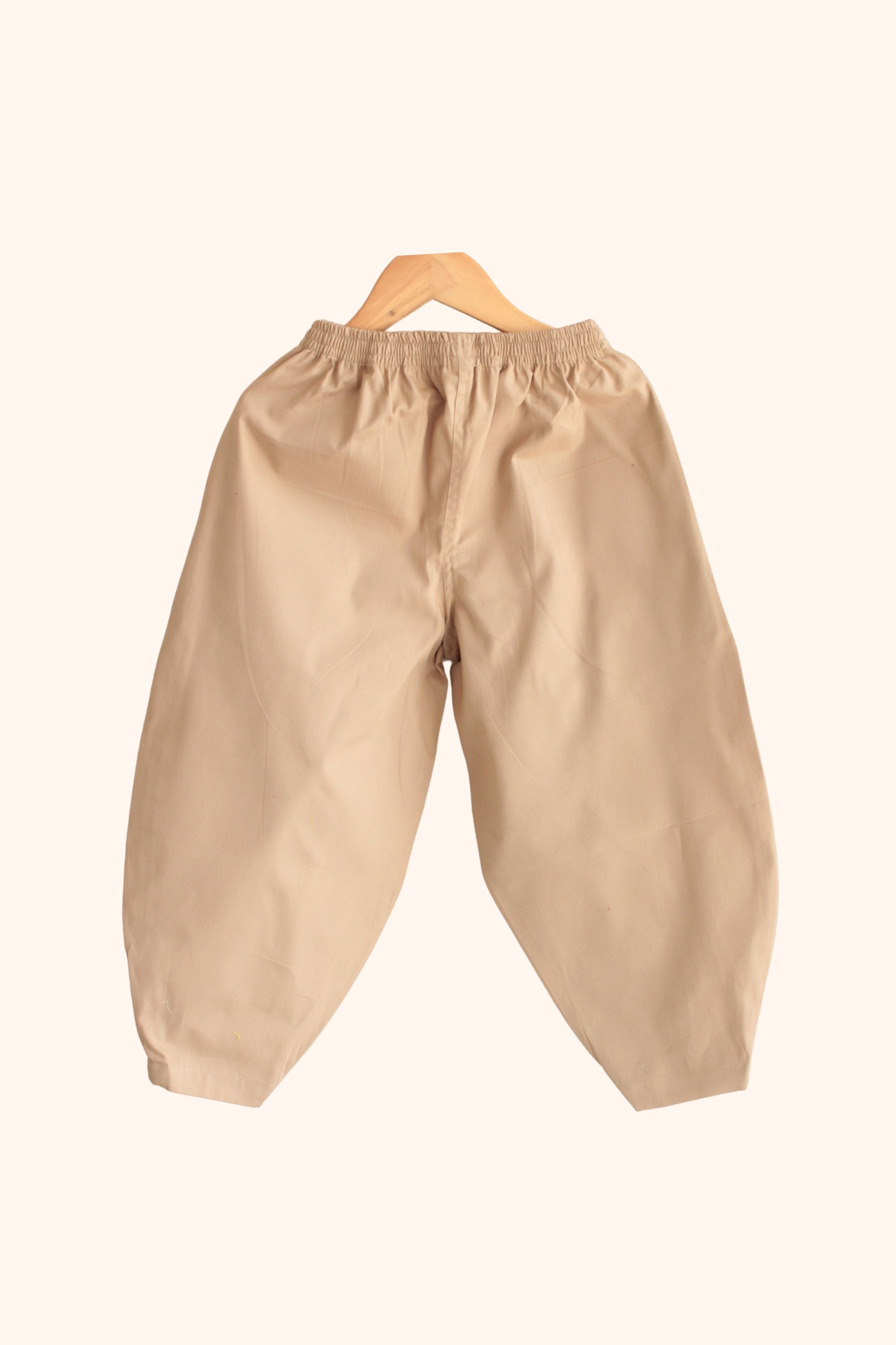 Boys Island Printed Shirt with loose fit pants - Green Beige