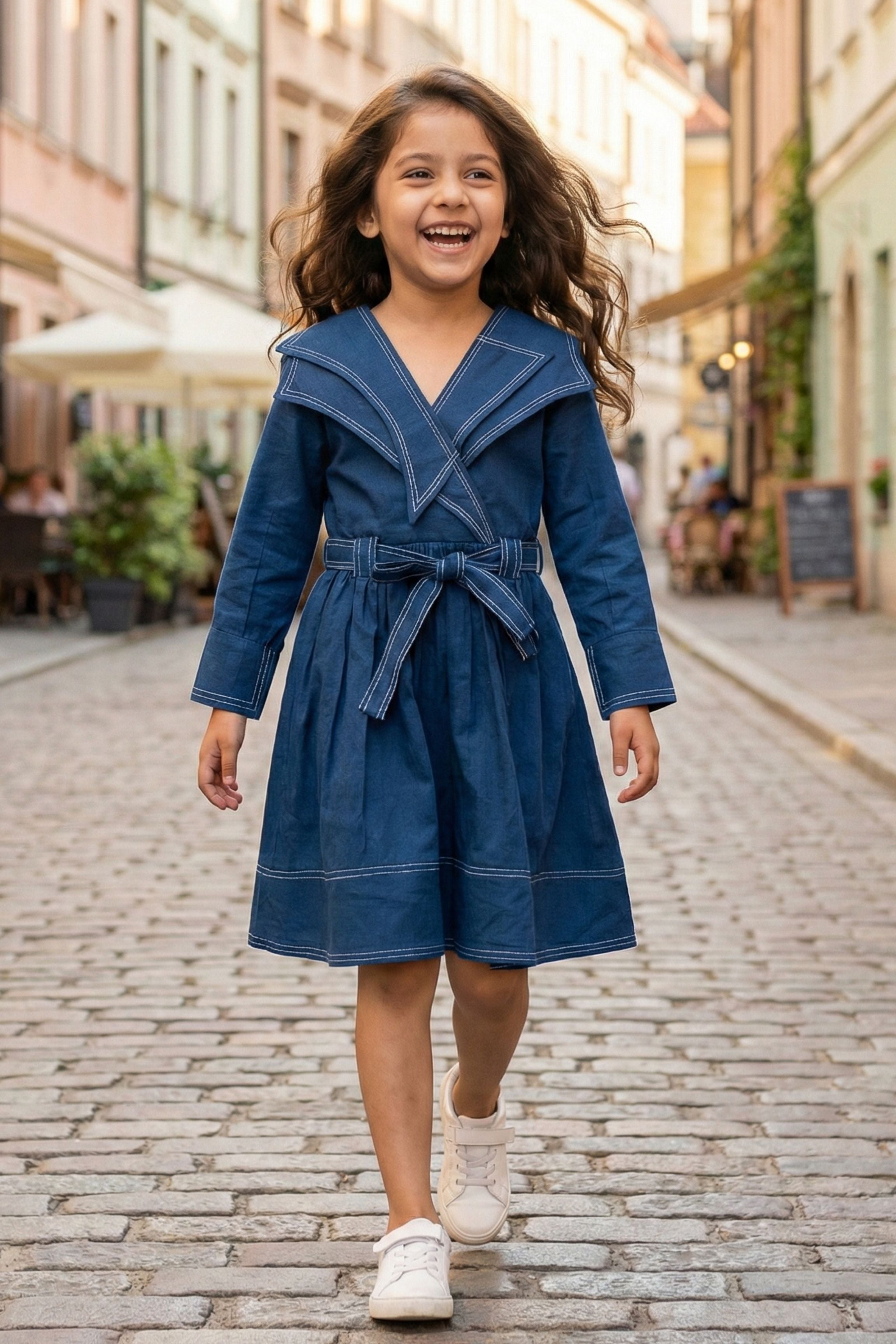 Girls Rebel Pure Cotton Denim style dress - Teal Blue