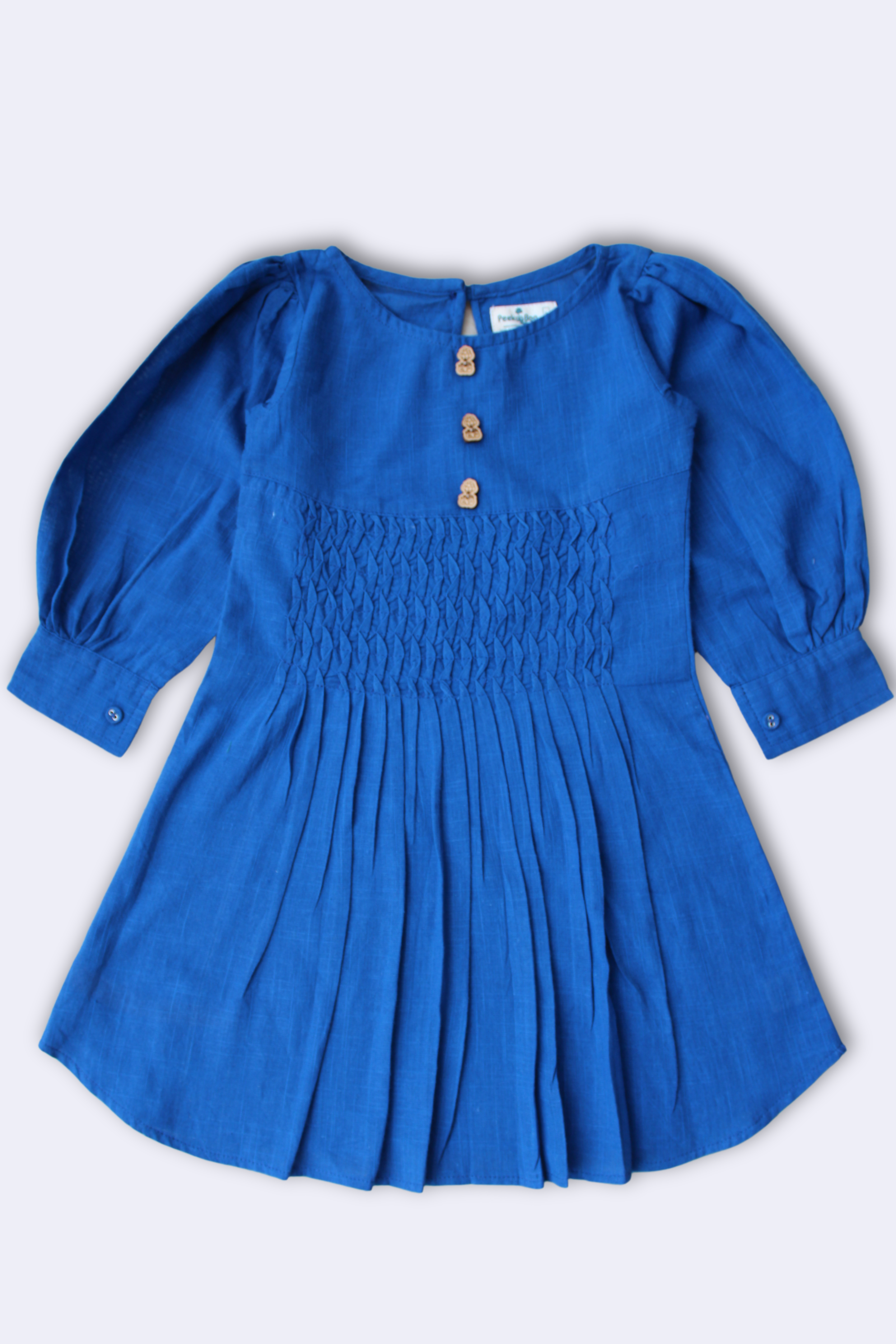 Girls Summer Cotton Dress with Pintuck Detailing & Balloon Sleeves - Peekaaboo Kids - Below 1000, Dress, Girls
