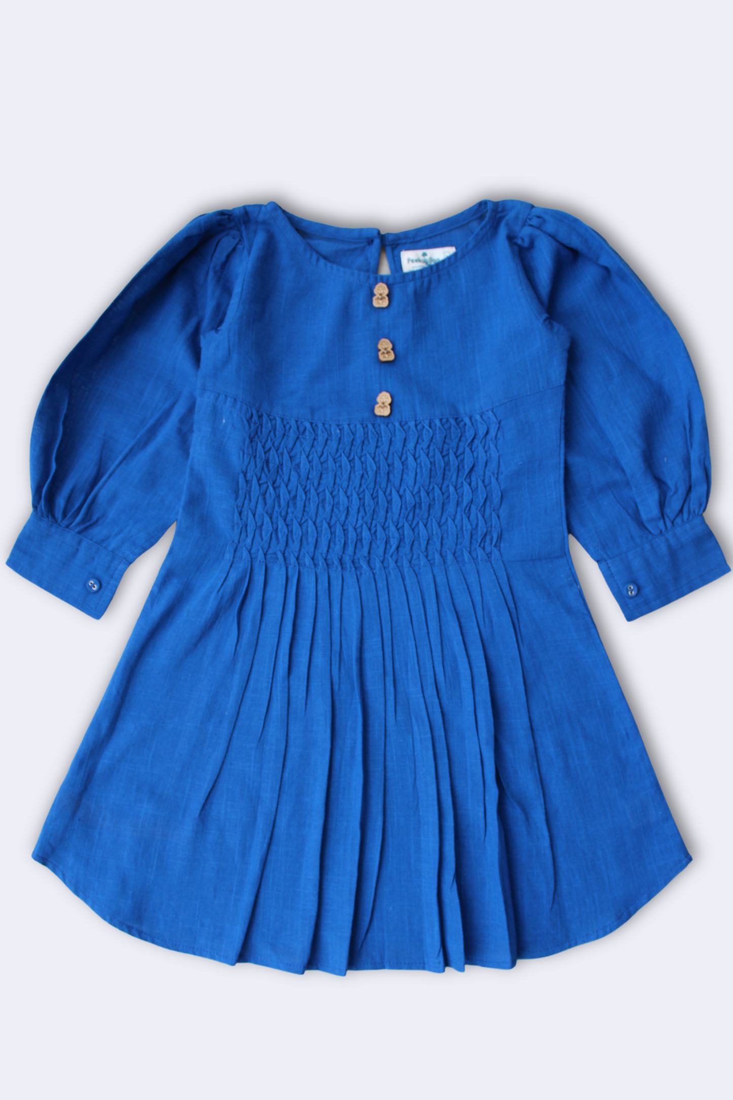 Girls Summer Cotton Dress with Pintuck Detailing - Blue - Peekaaboo Kids - Below 1000, Dress, Girls