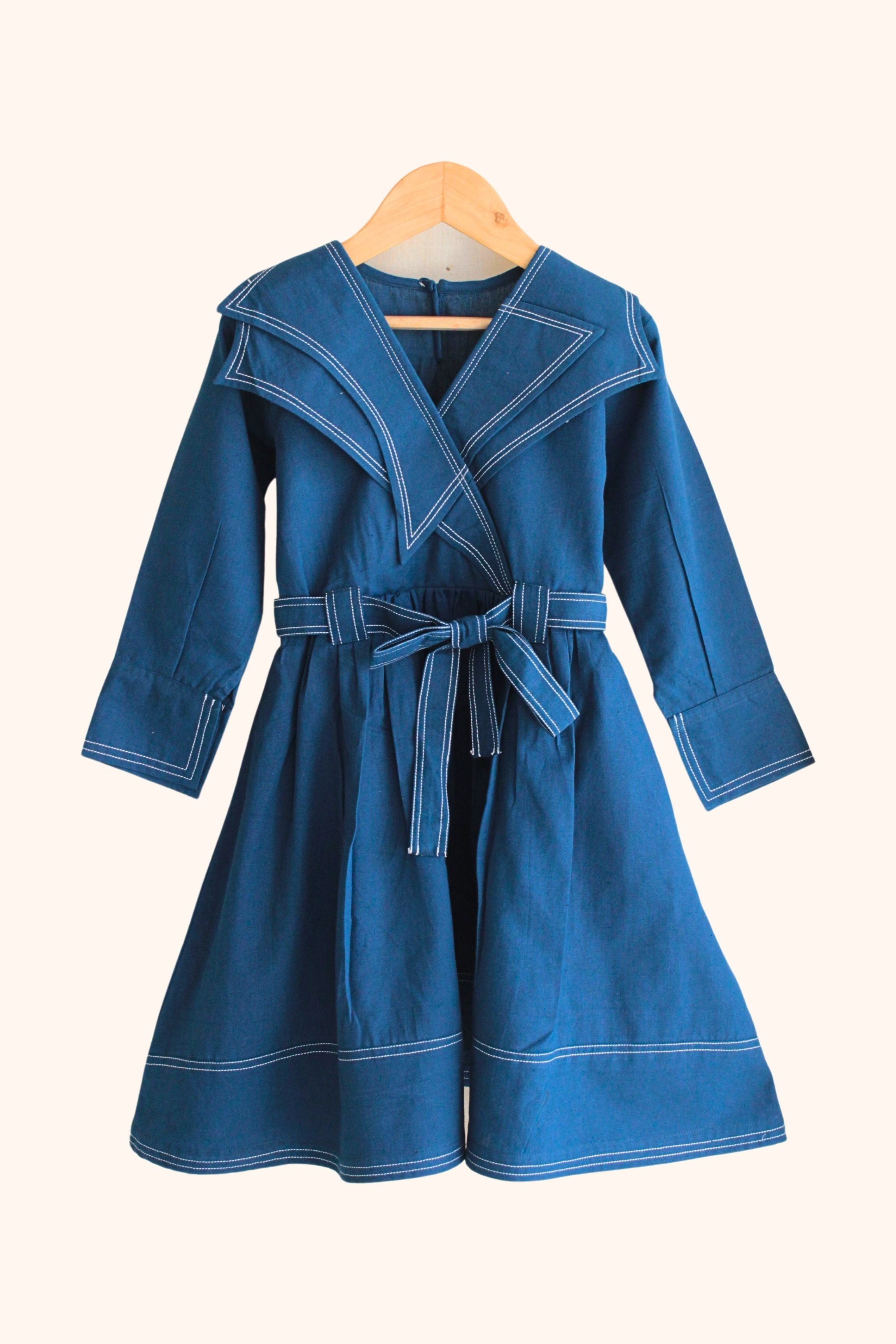 Girls Rebel Pure Cotton Denim style dress - Teal Blue