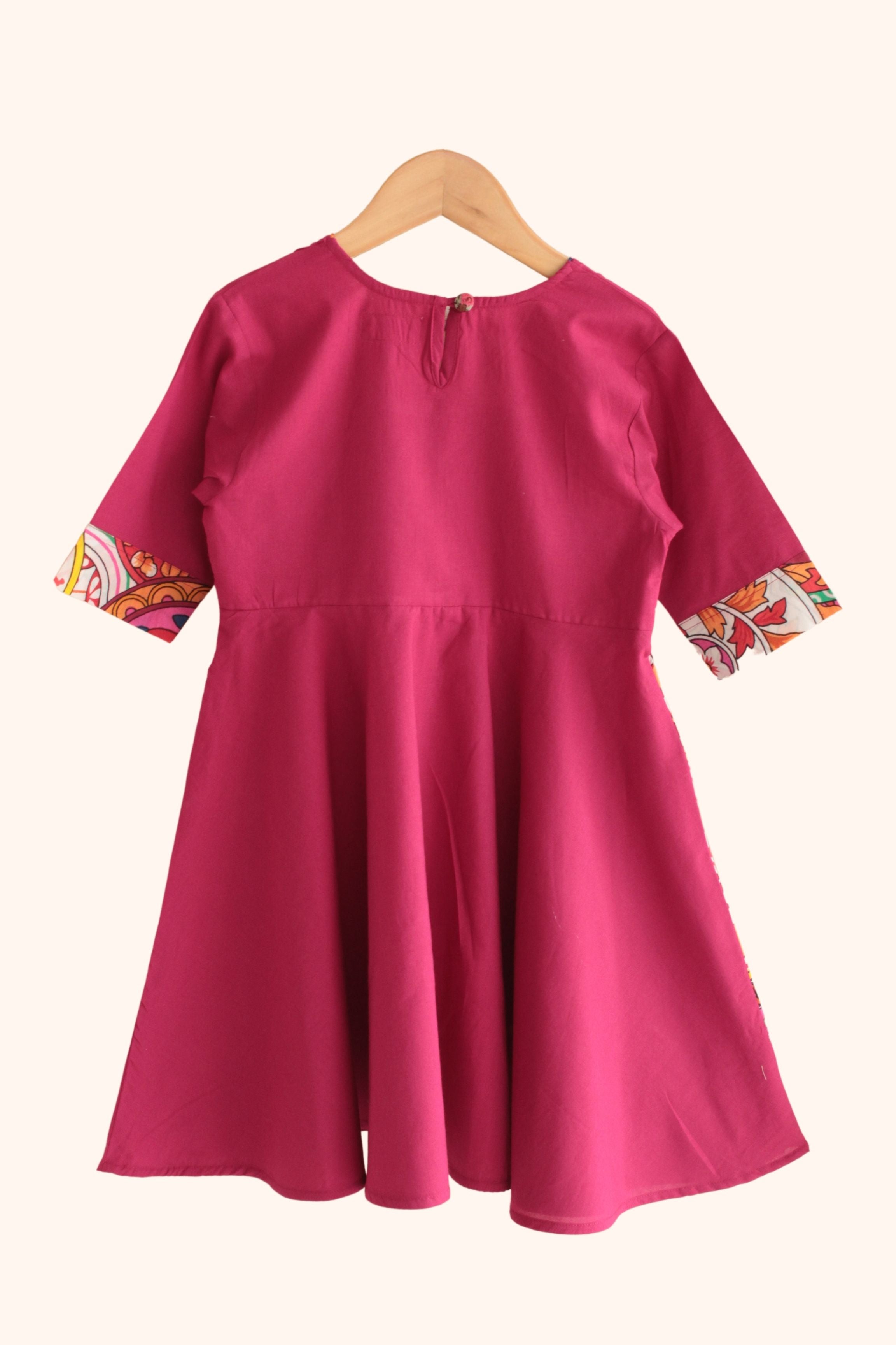 Girls Carnival Pure Cotton asymmetrical dress - Magenta