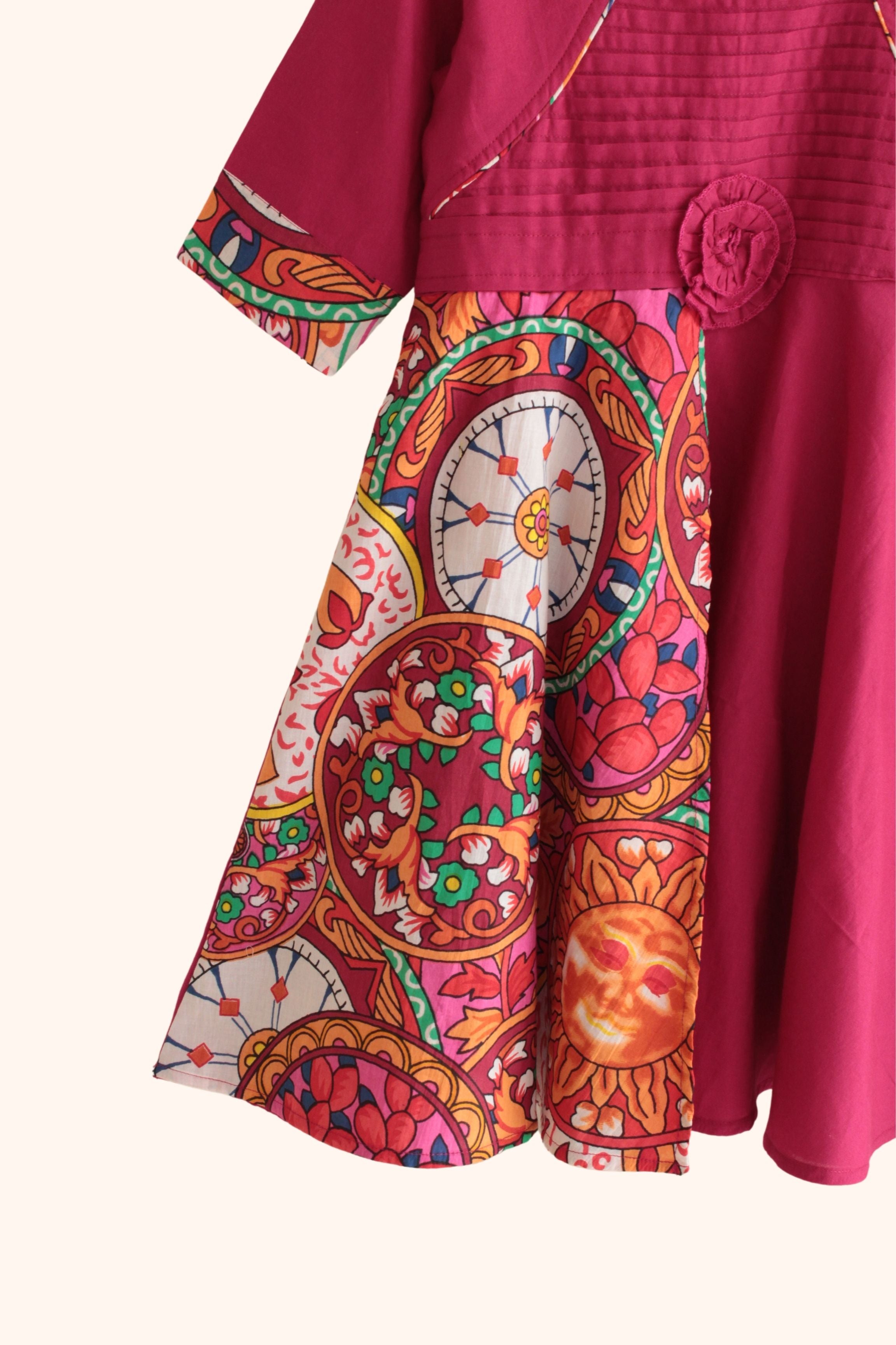 Girls Carnival Pure Cotton asymmetrical dress - Magenta