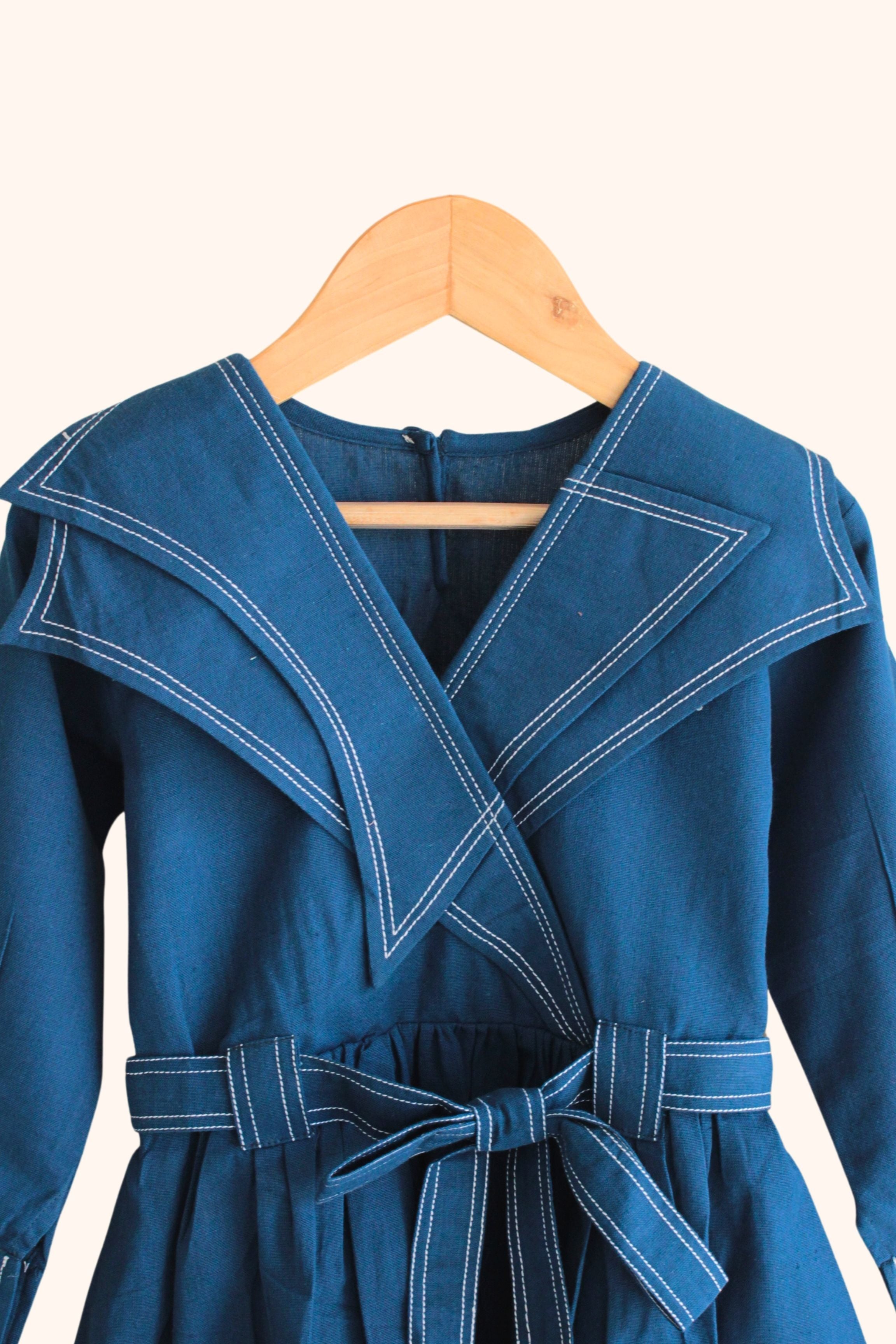 Girls Rebel Pure Cotton Denim style dress - Teal Blue
