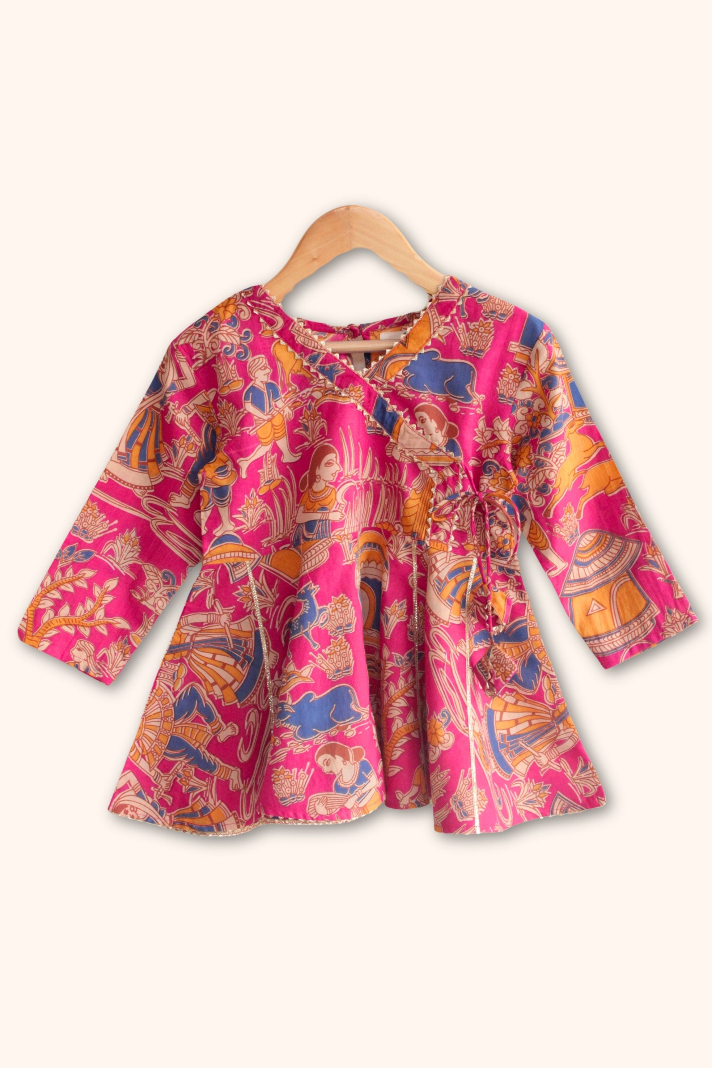 Girls Radhe top and dhoti pants ethnic clothing set - Pink