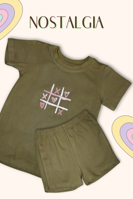 Boys Nostalgia 100% Cotton Clothing Set - Olive - Peekaaboo Kids - Below 1000, Boys, Clothing Set, Coord Set, Featured