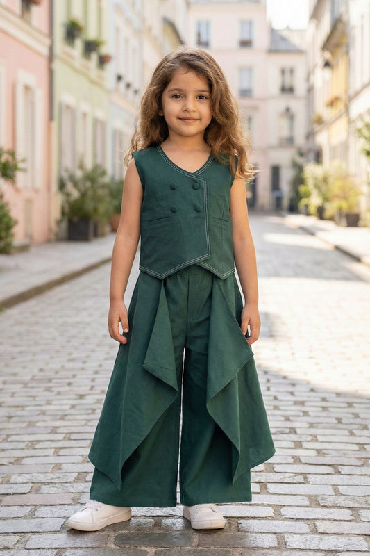 Girls Midnight Green Pure Cotton clothing set