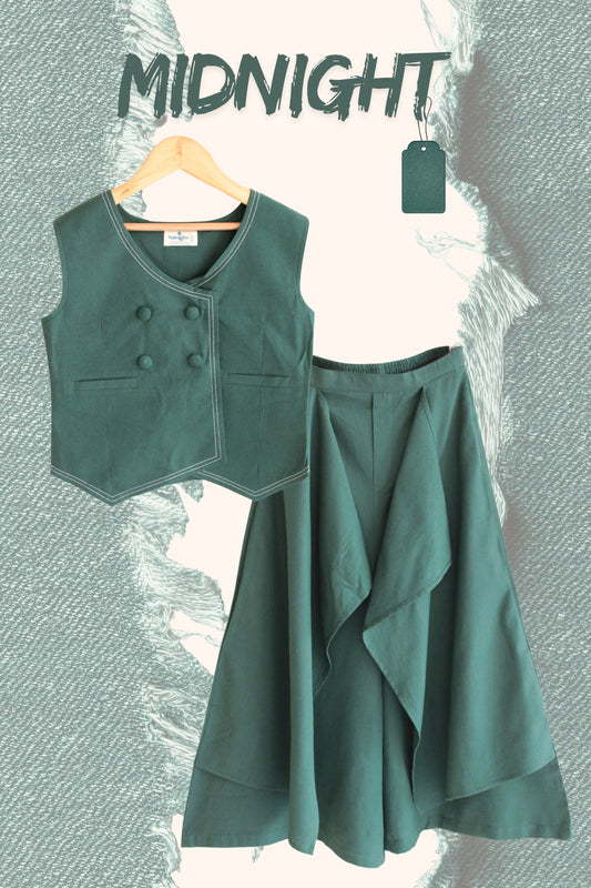 Girls Midnight Green Pure Cotton clothing set