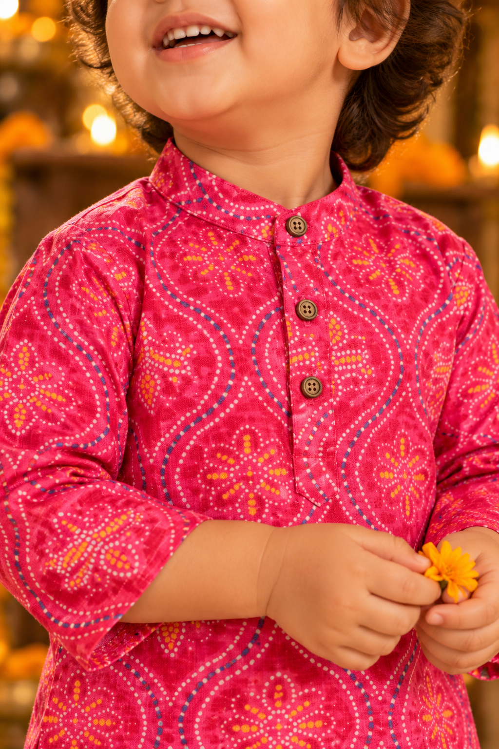 Boys Saavan Pure Cotton Ethnic Clothing set - Pink Bandhej