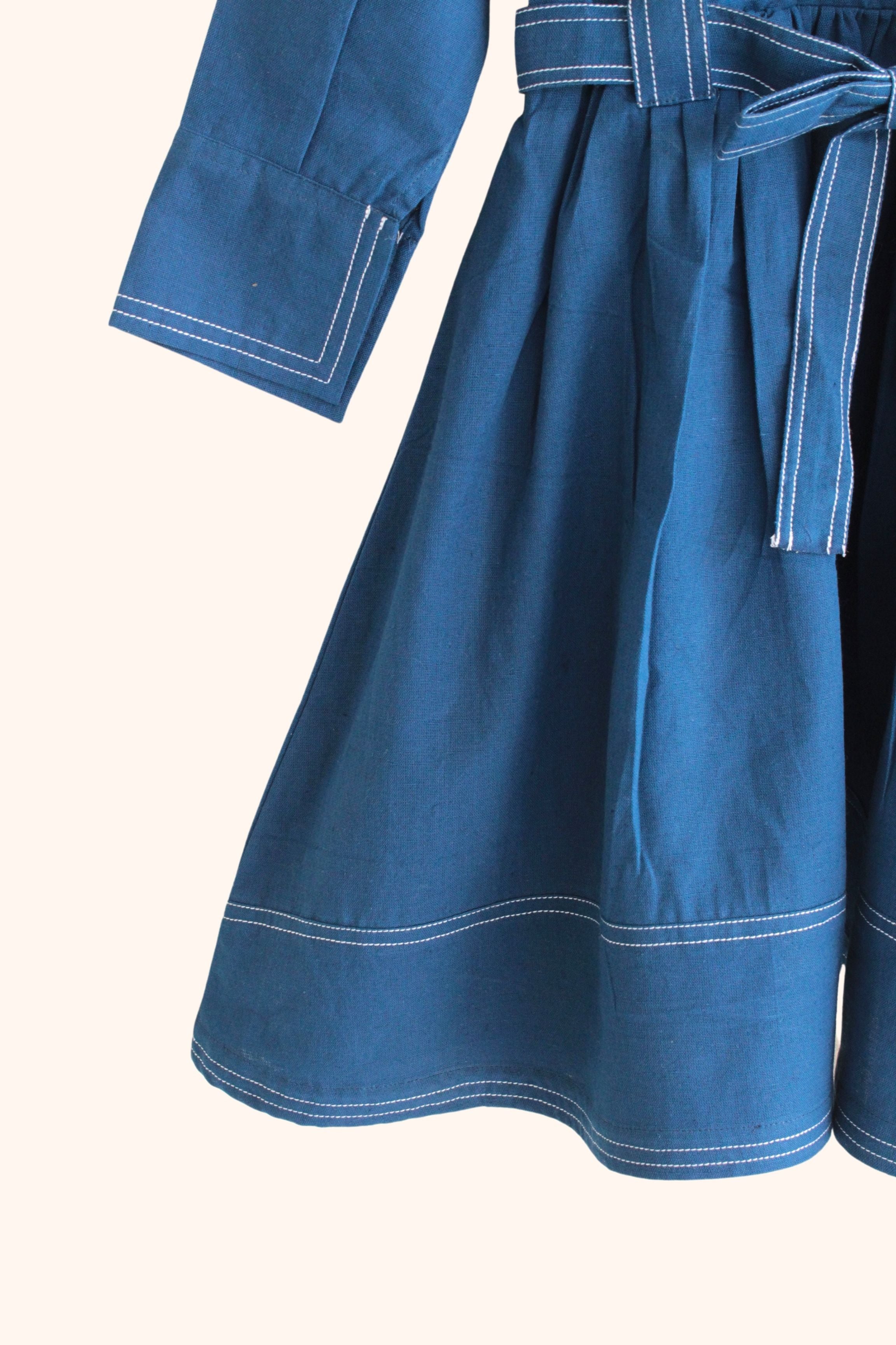 Girls Rebel Pure Cotton Denim style dress - Teal Blue