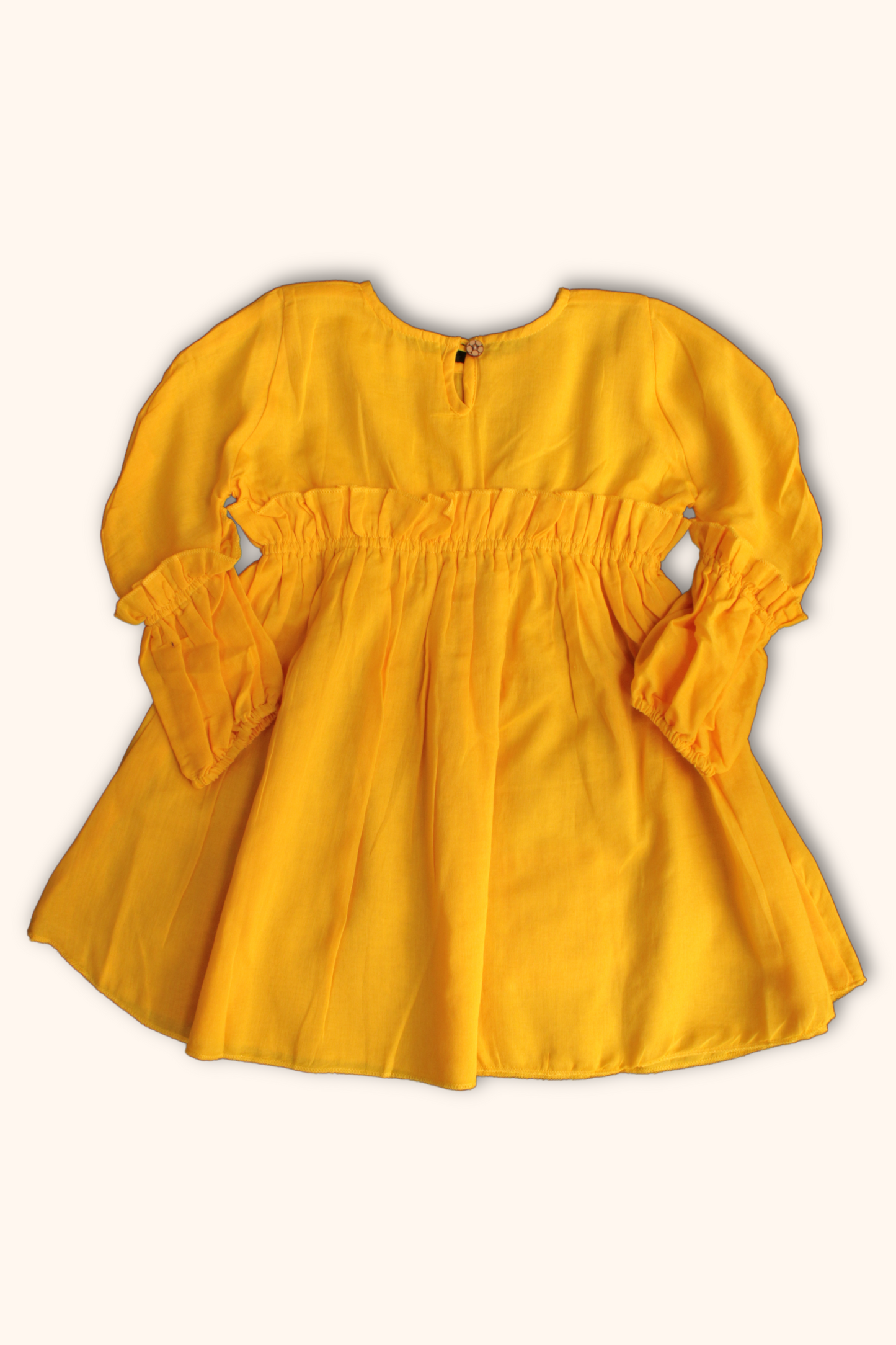 Girls Mulmul Asymmetrical Solid Sunny Yellow Dress - Peekaaboo Kids - Below 1000, Dress, Girls