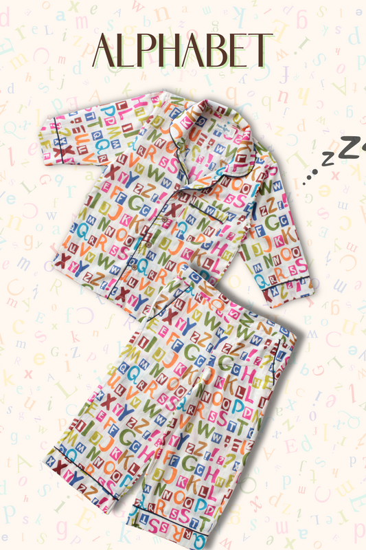 Pure Soft Cotton Printed Night Suit - Alphabet