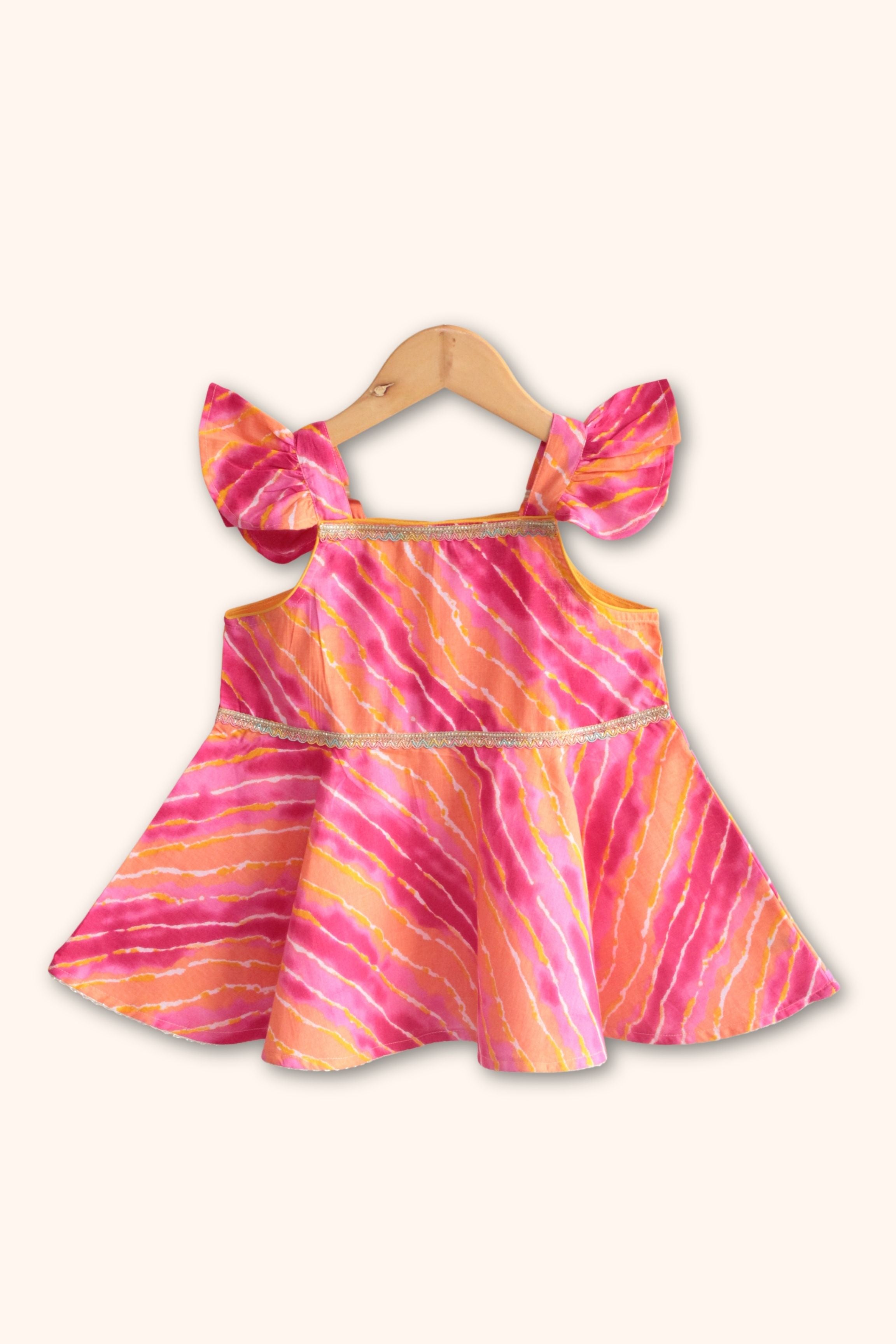 Girls Saavan 2.0 Pure Cotton Kurti Salwar & Dupatta Ethnic Clothing set - Pink Leheriya