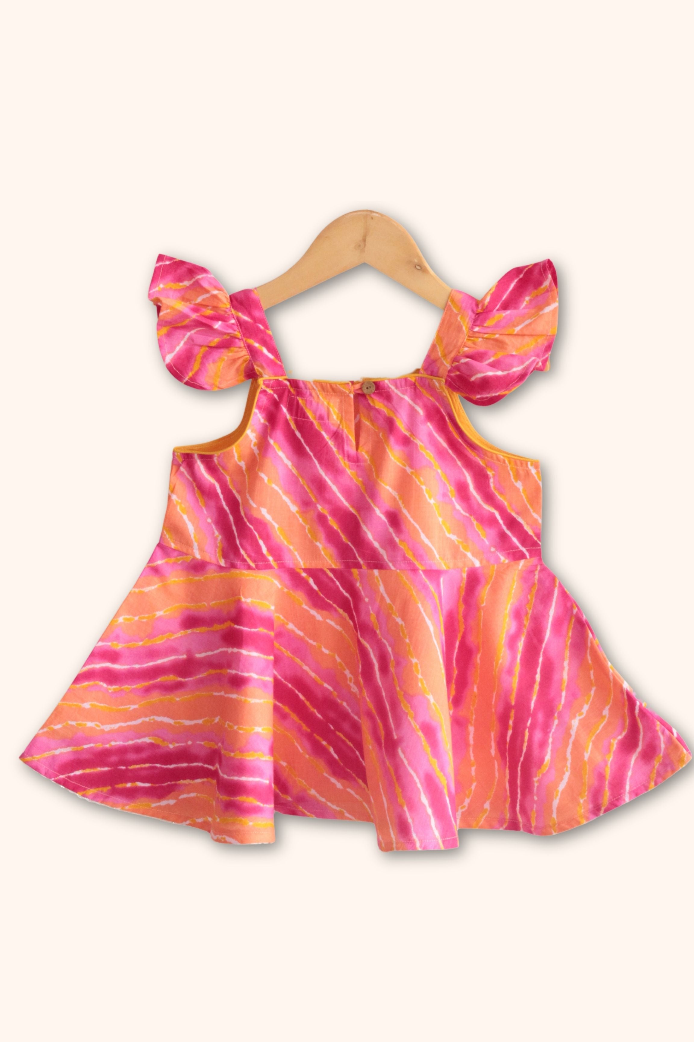 Girls Saavan 2.0 Pure Cotton Kurti Salwar & Dupatta Ethnic Clothing set - Pink Leheriya