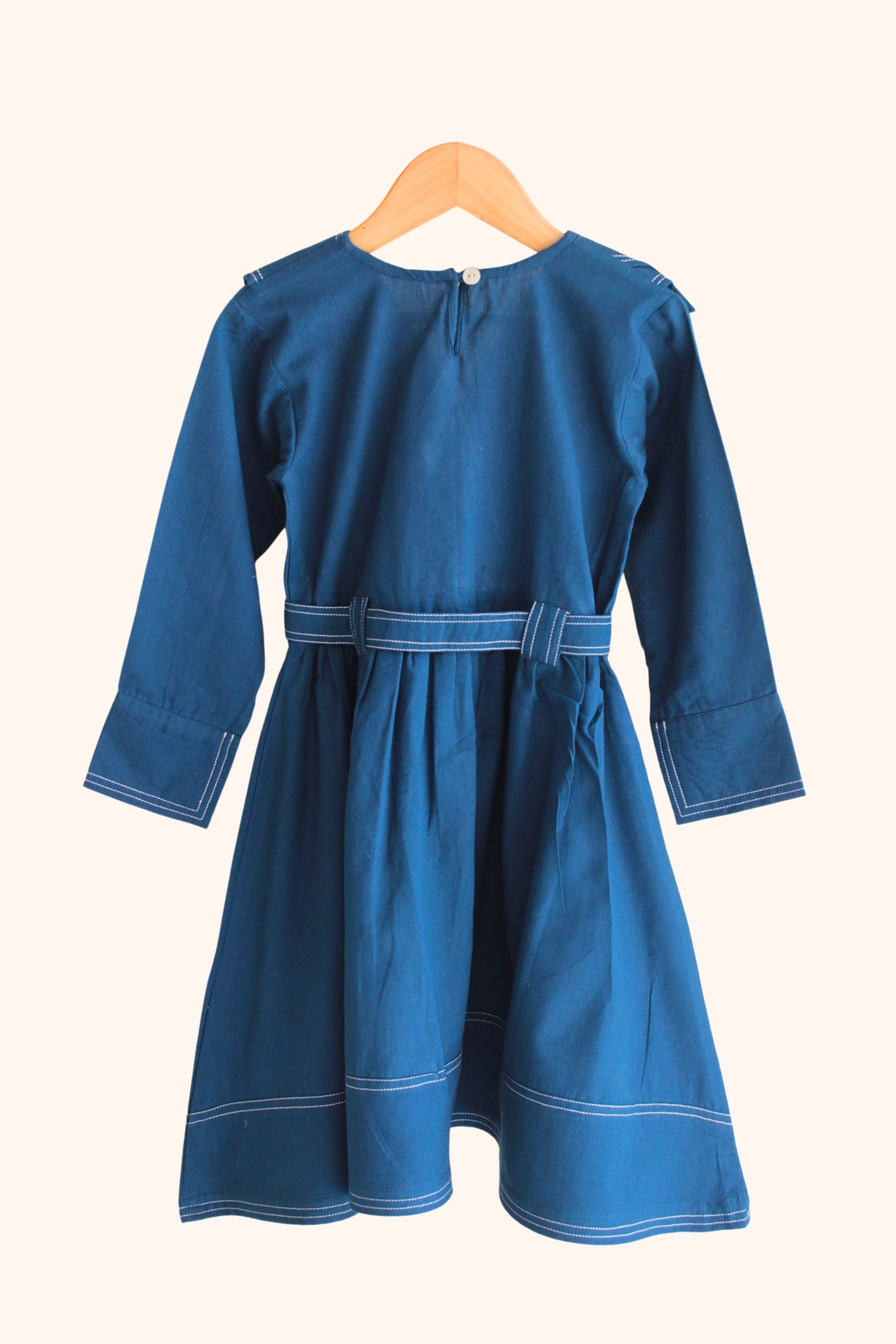 Girls Rebel Pure Cotton Denim style dress - Teal Blue
