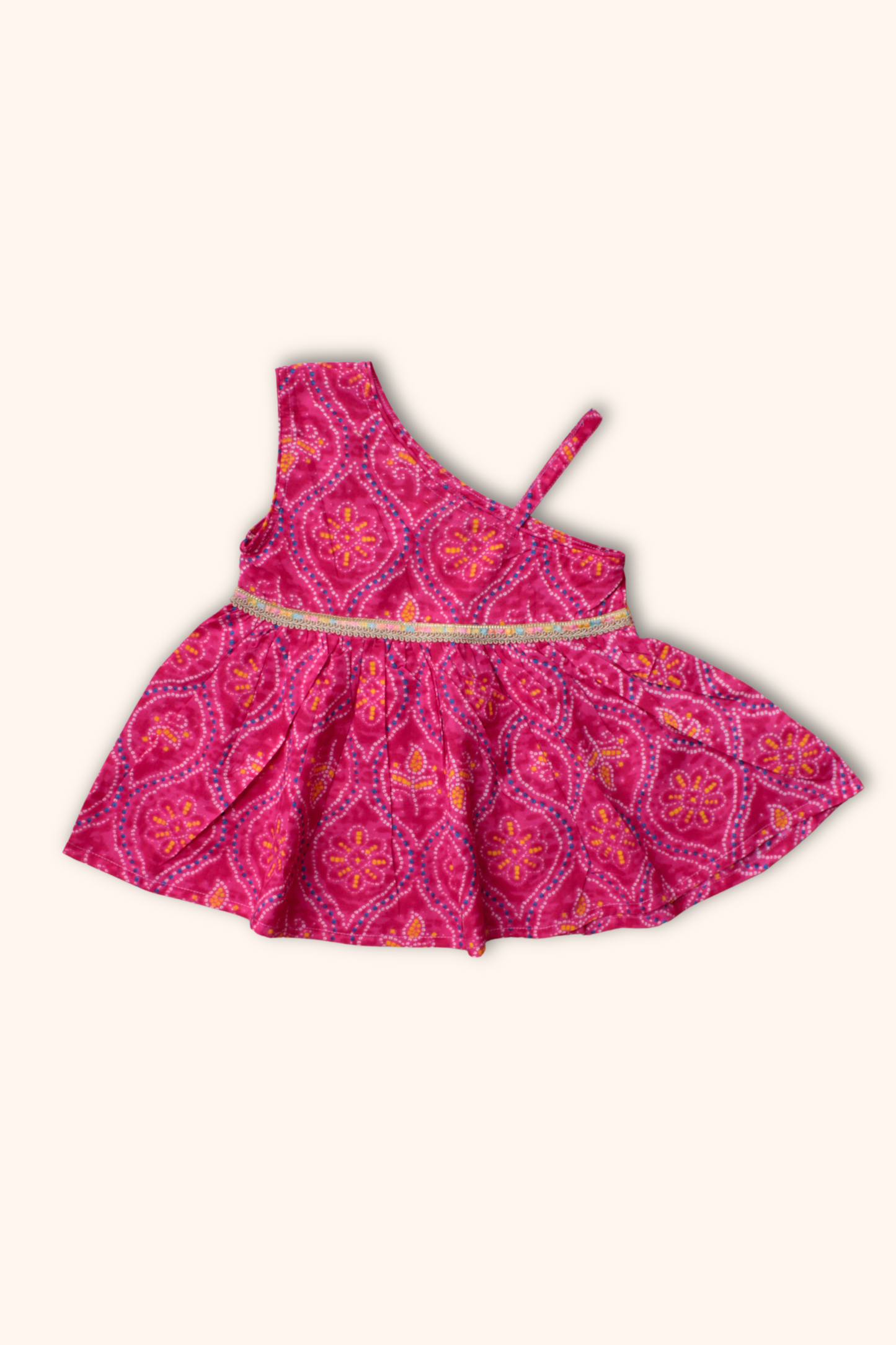 Girls Saavan Pure Cotton Ethnic Clothing set - Pink Bandhej