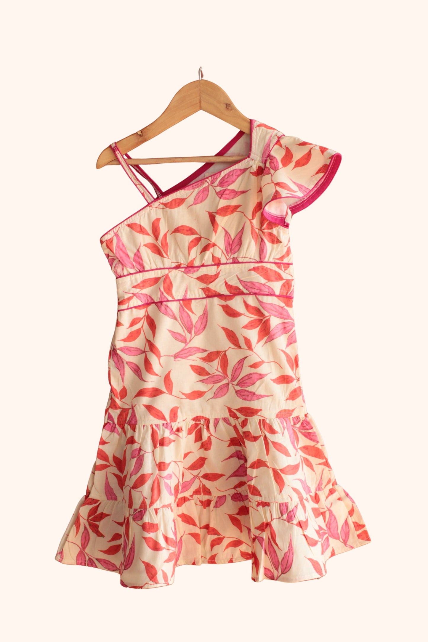 Girls Roohani Cotton Printed Long Dress - Peach