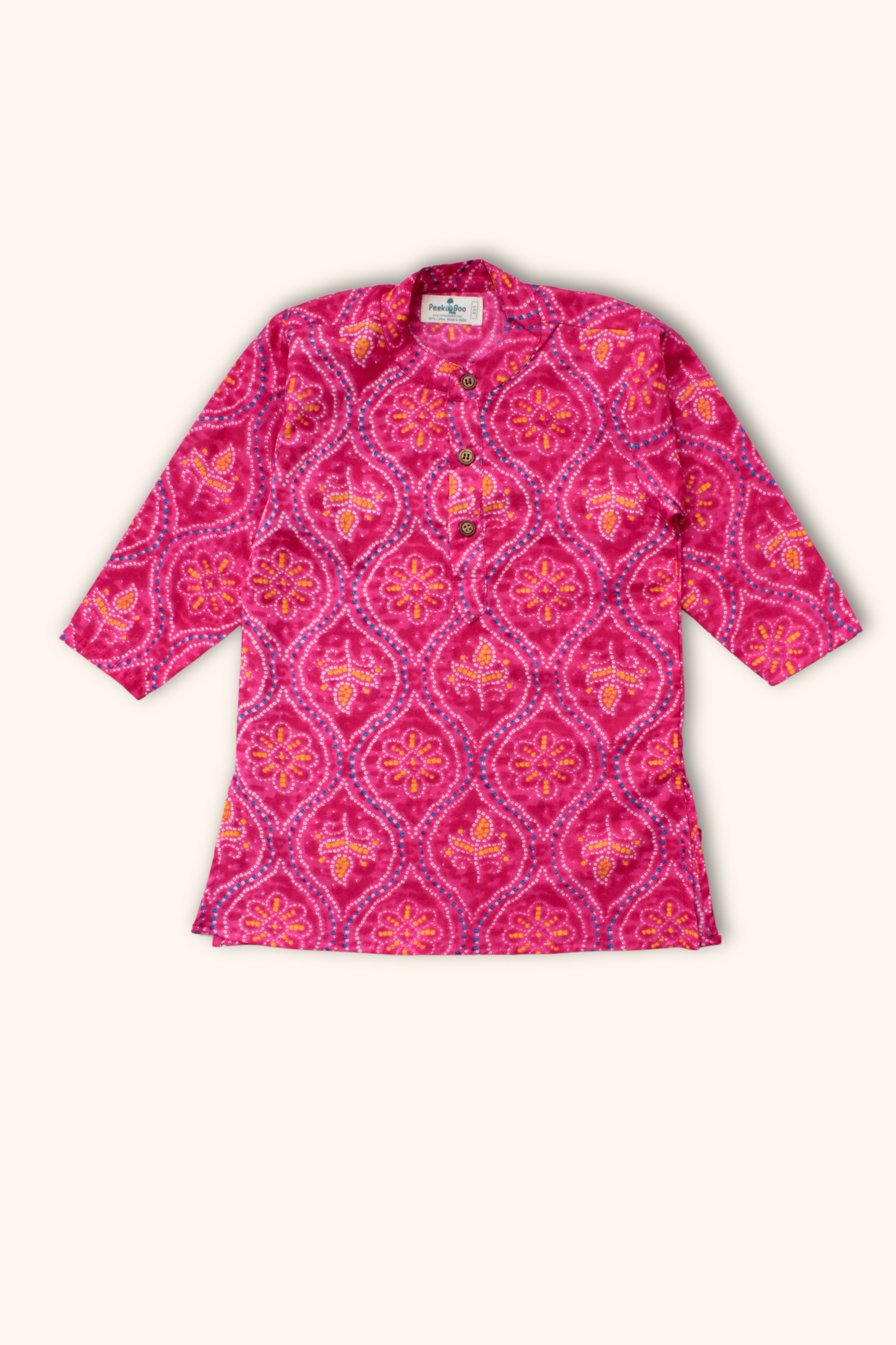 Boys Saavan Pure Cotton Ethnic Clothing set - Pink Bandhej