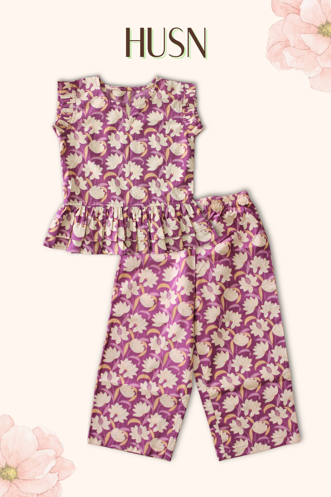 Girls Husn Pure Cotton Clothing Set - Cherry Red main image 0