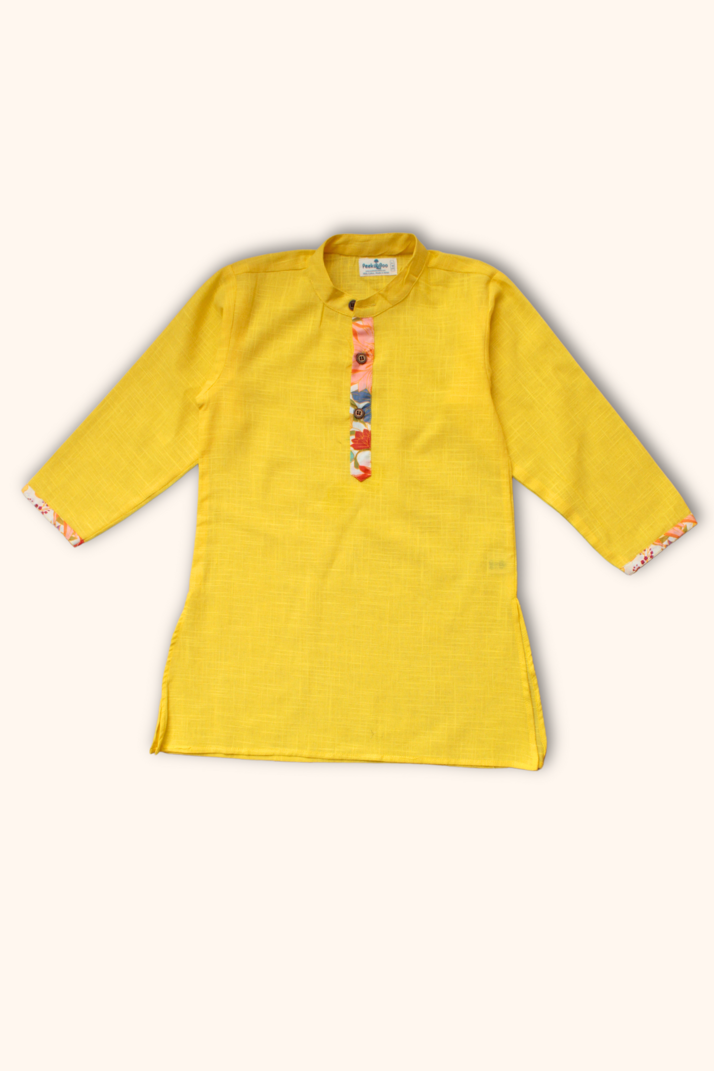 Boys Pathan Kurta Pant & Jacket 3 piece ethnic clothing set - Yellow