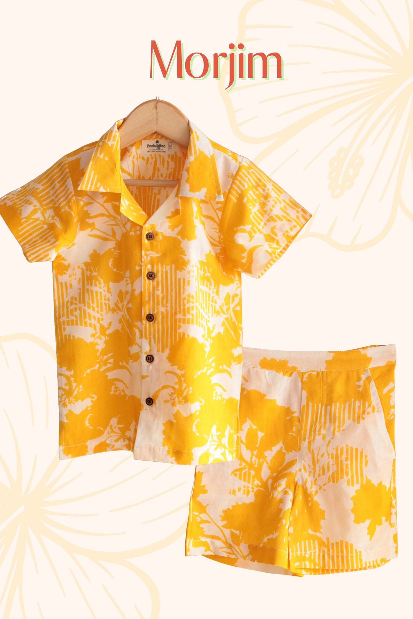 Boys Goa Pure Cotton Printed Clothing Set - Yellow / Black / Red