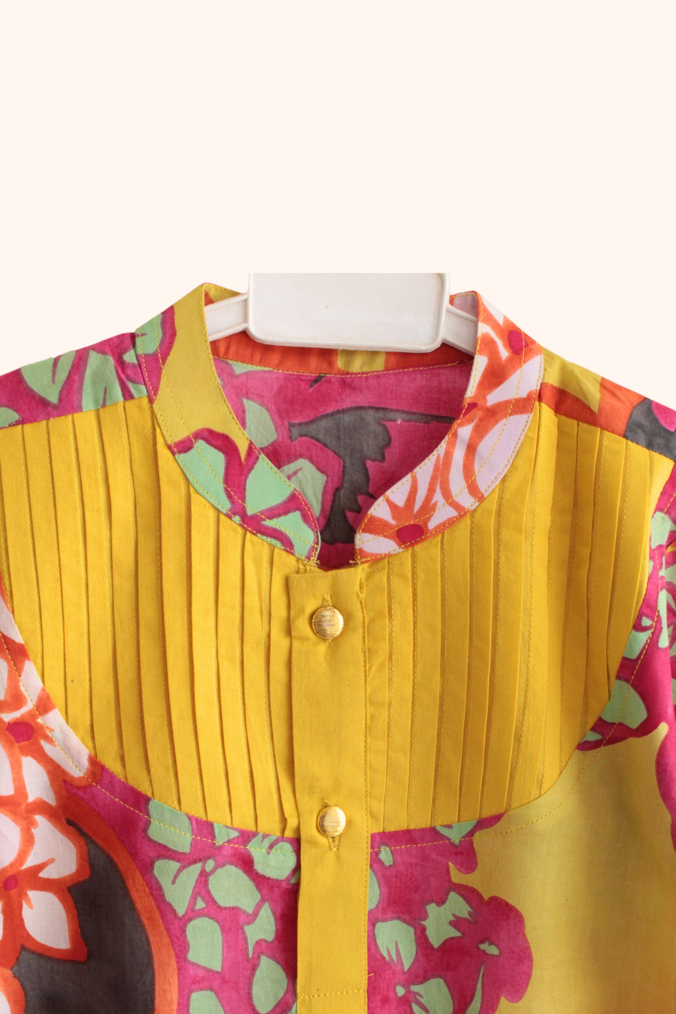 Boys Rangrez Color Block Kurta & Pant set (Yellow/Green)