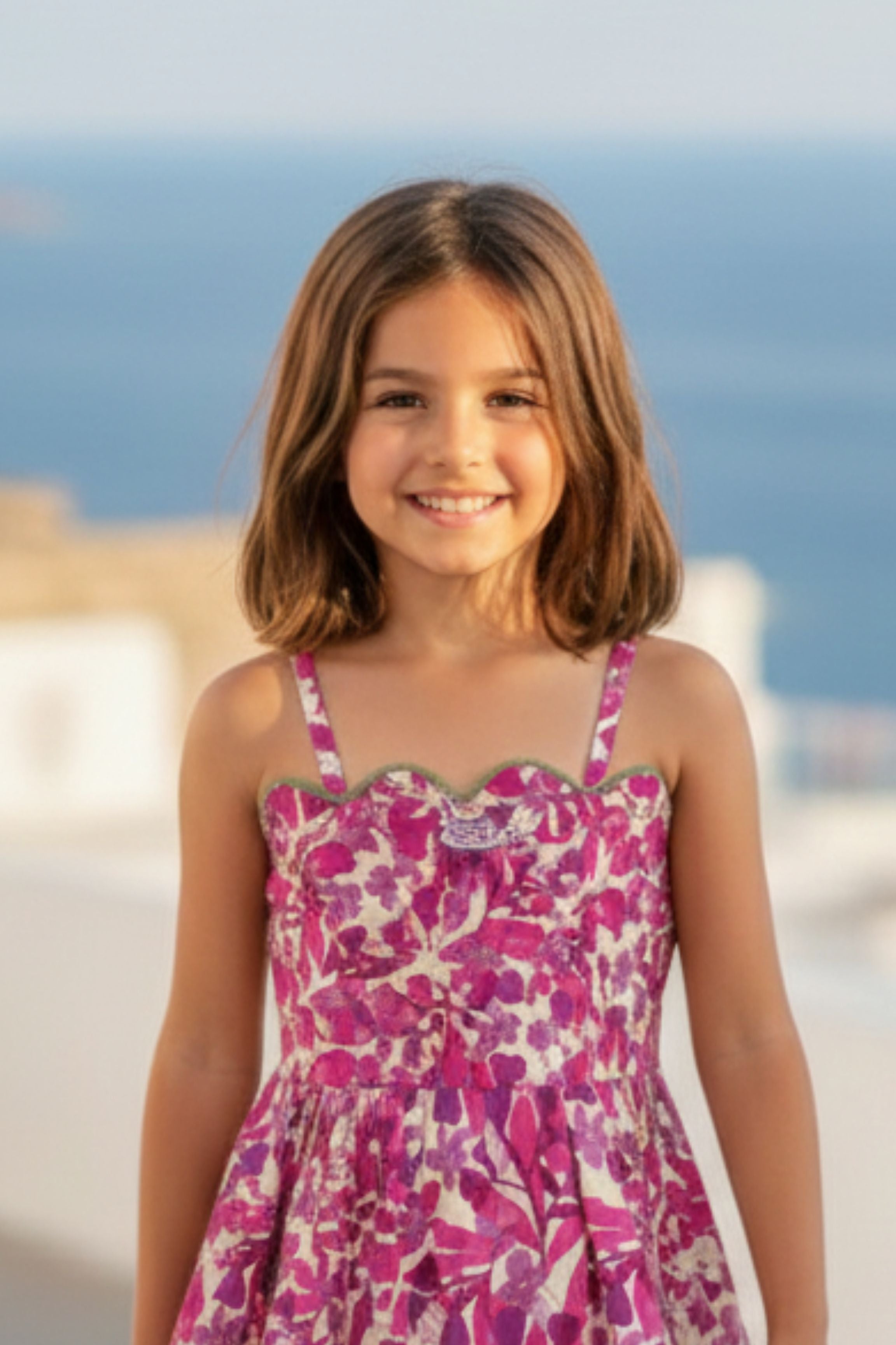 Girls Wave Pure Cotton sleeveless fit & flare dress - Purple