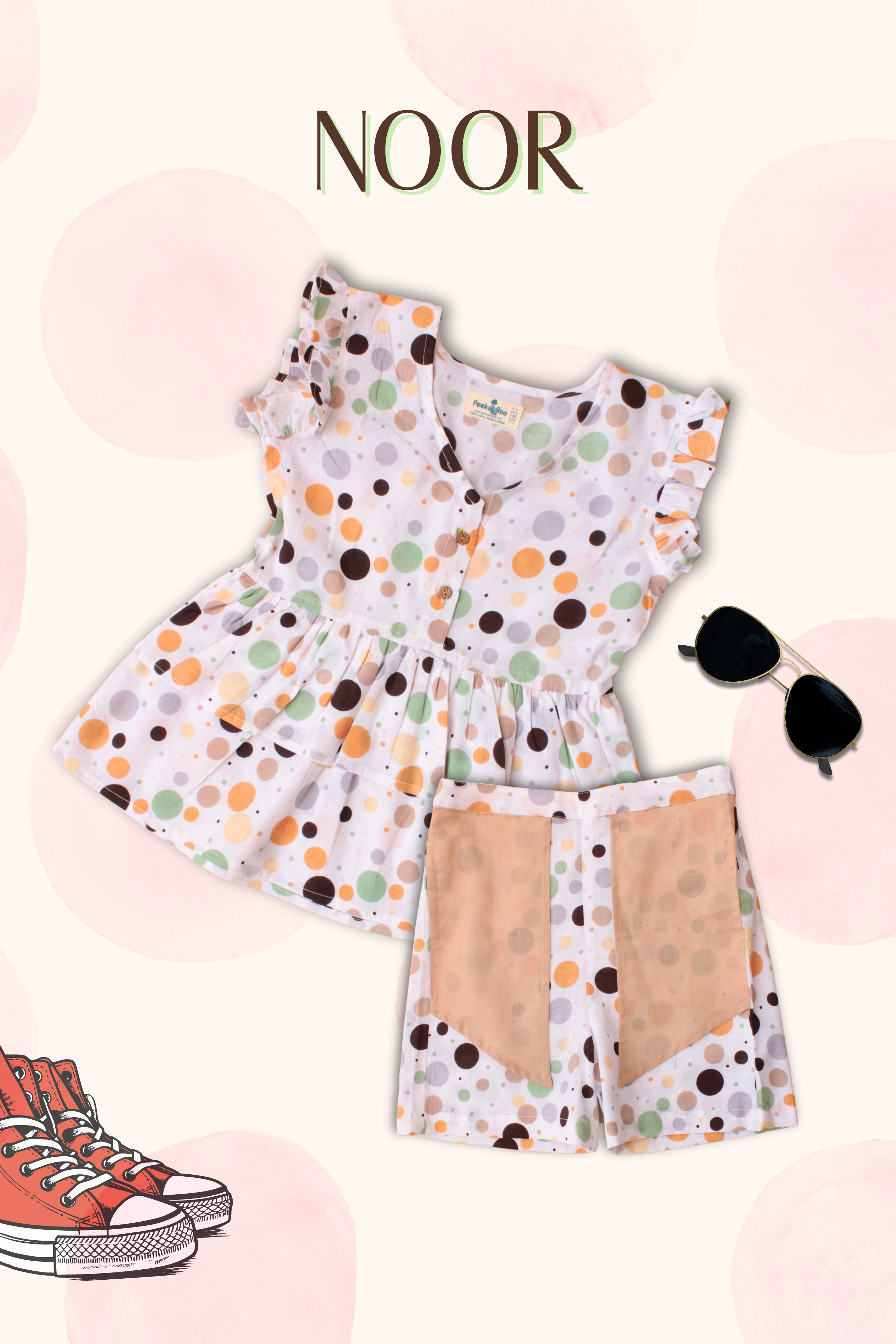 Girls Noor Pure Cotton Clothing Set - Polka Dot