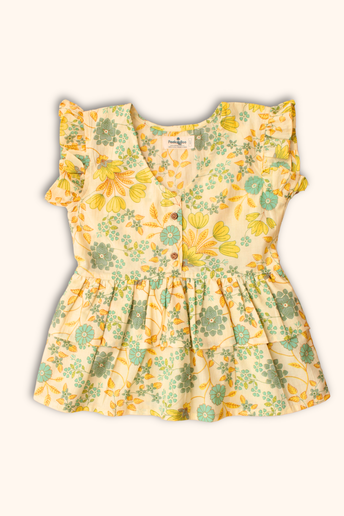 Girls Noor Pure Cotton Clothing Set - Lemon Yellow - Polka Dots