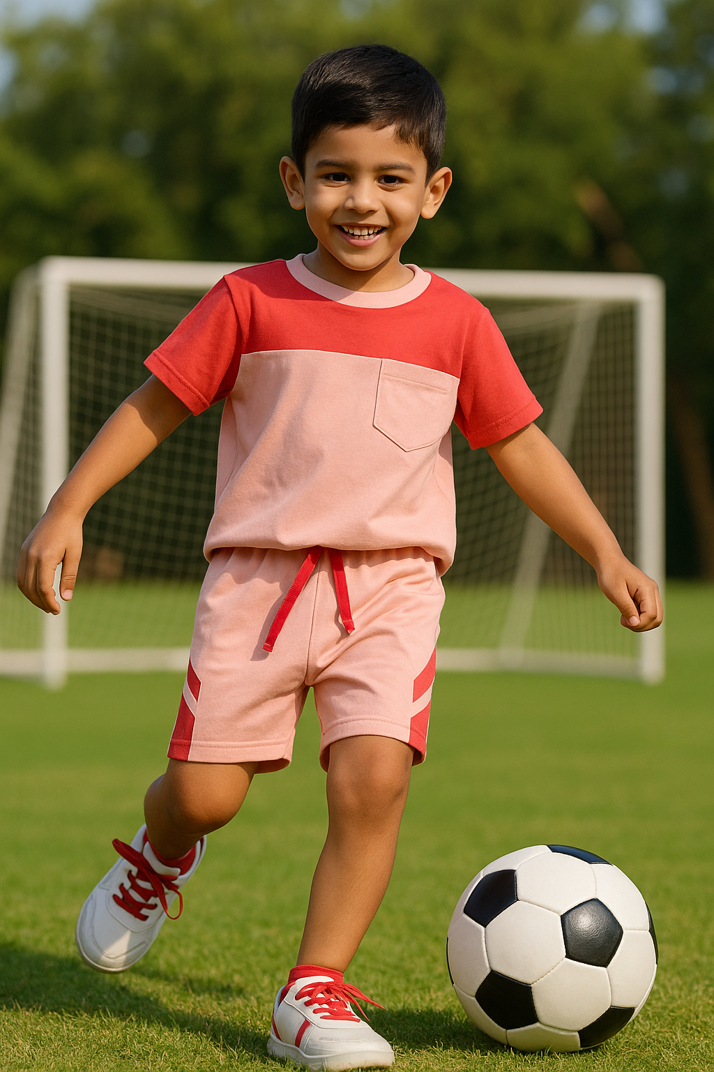 Boys Thunderbolt 100% Cotton Clothing Set - Red - Onion