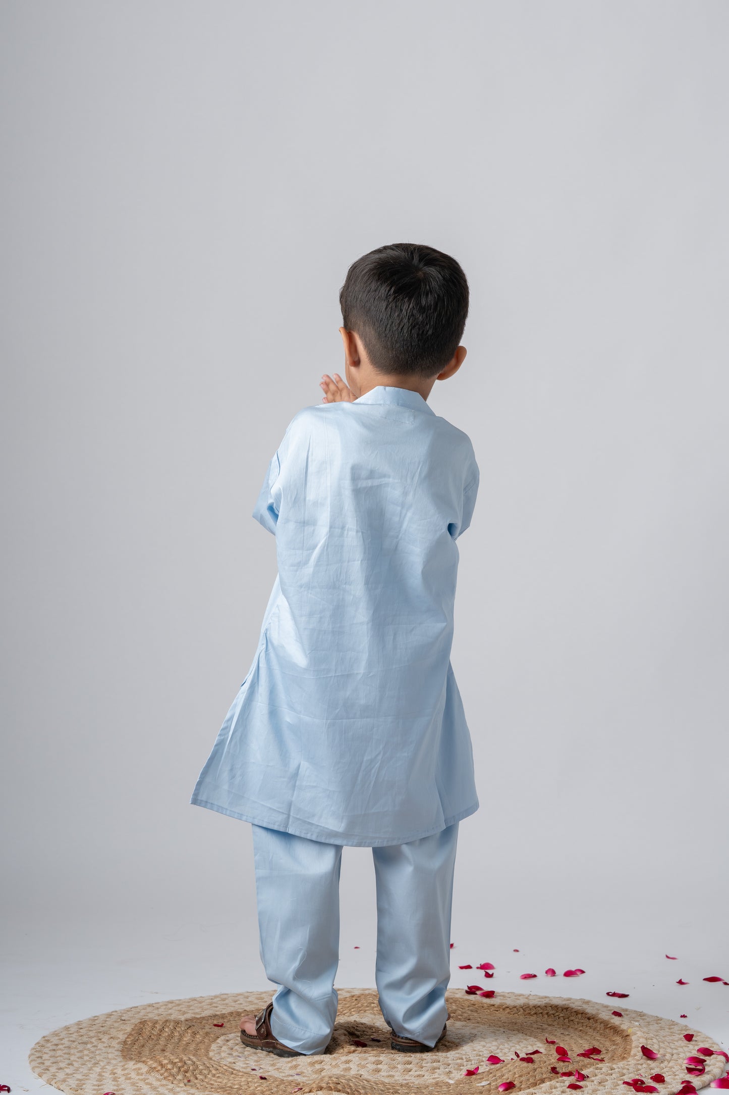 Boys Ambar Kurta Pant ethnic clothing set with gota work - Ice Blue