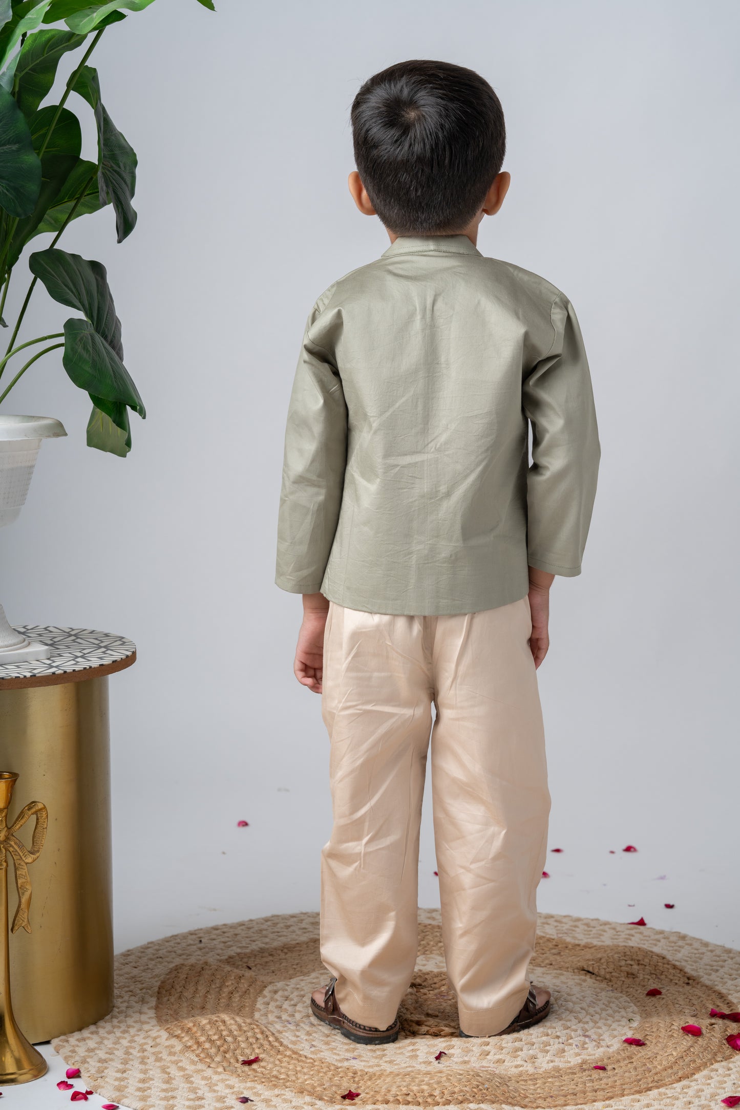 Boys Gulzaar Jodhpuri Jacket with Pants - Sage Green