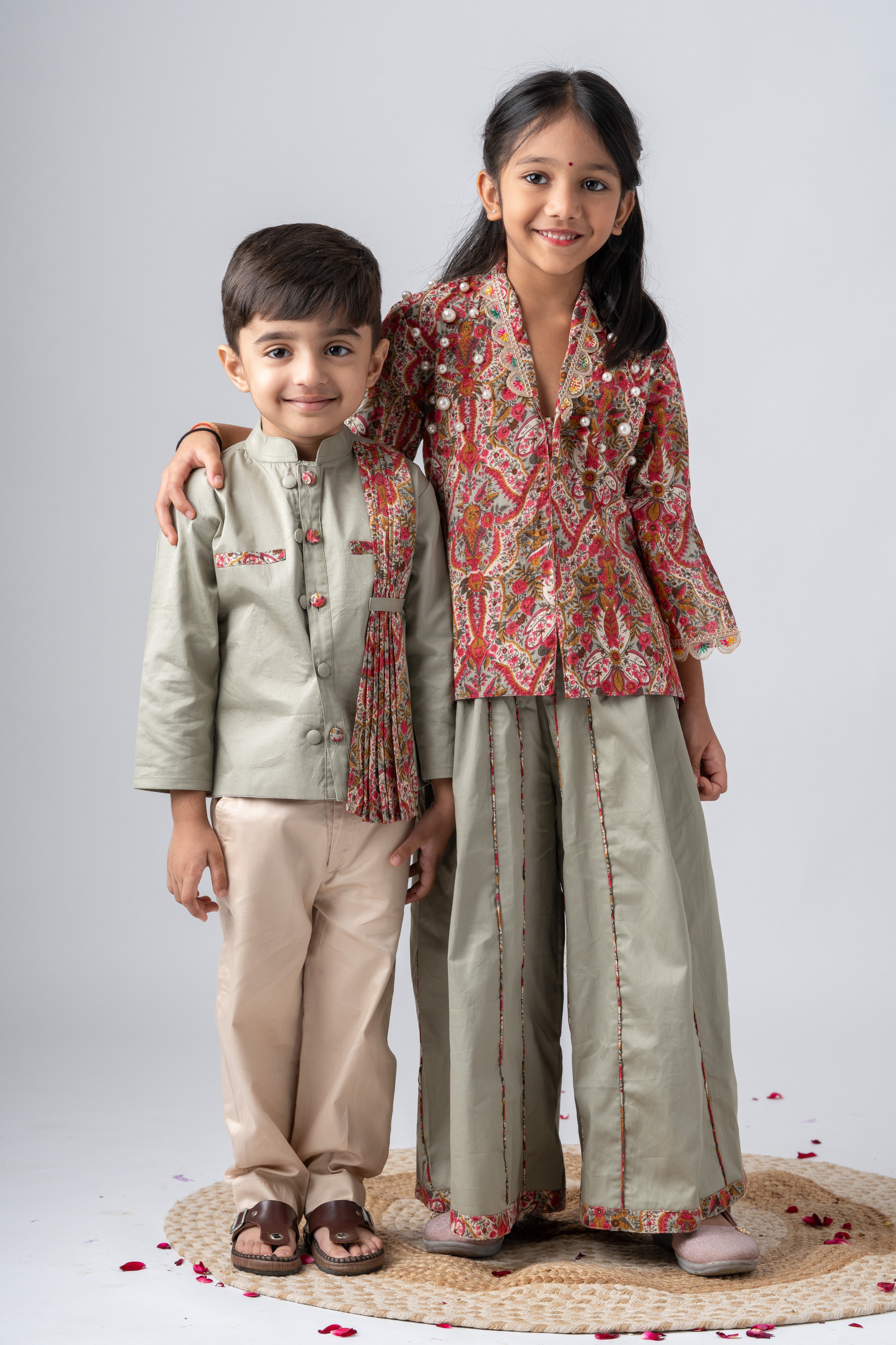 Boys Gulzaar Jodhpuri Jacket with Pants - Sage Green